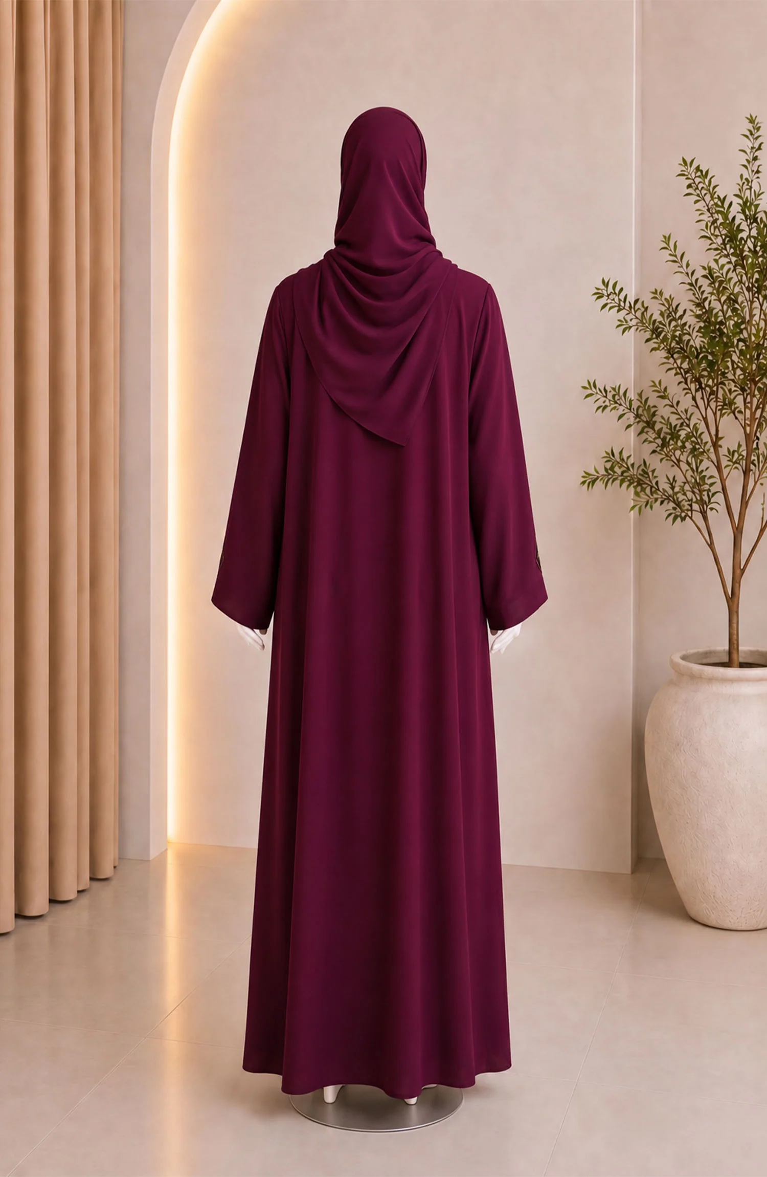 MAROON FORMAL FESTIVE ABAYA - Image 4