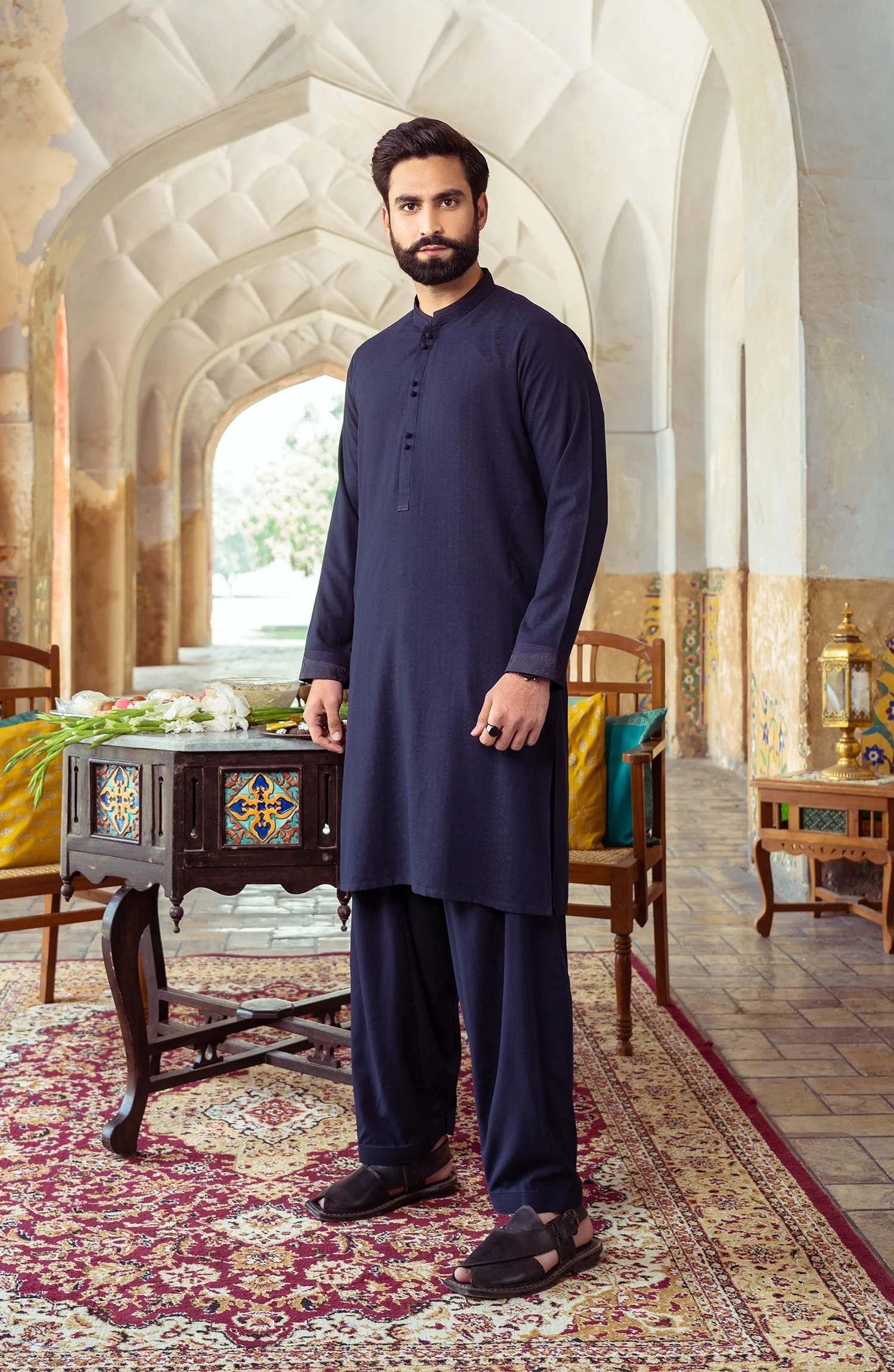 MEN FORMAL KAMEEZ SHALWAR BLUE - Image 3