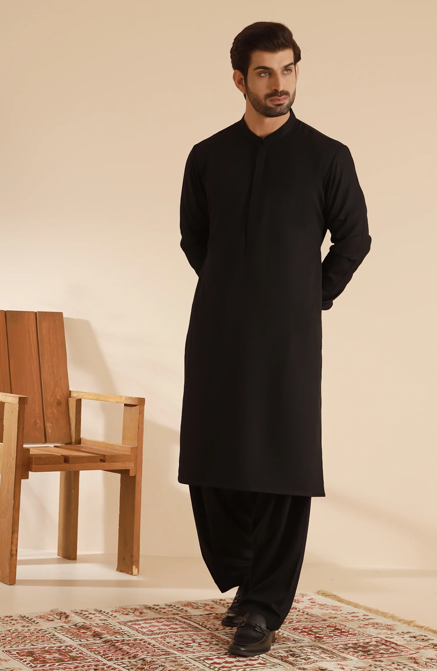 MEN KAMEEZ SHALWAR BLACK - Image 3