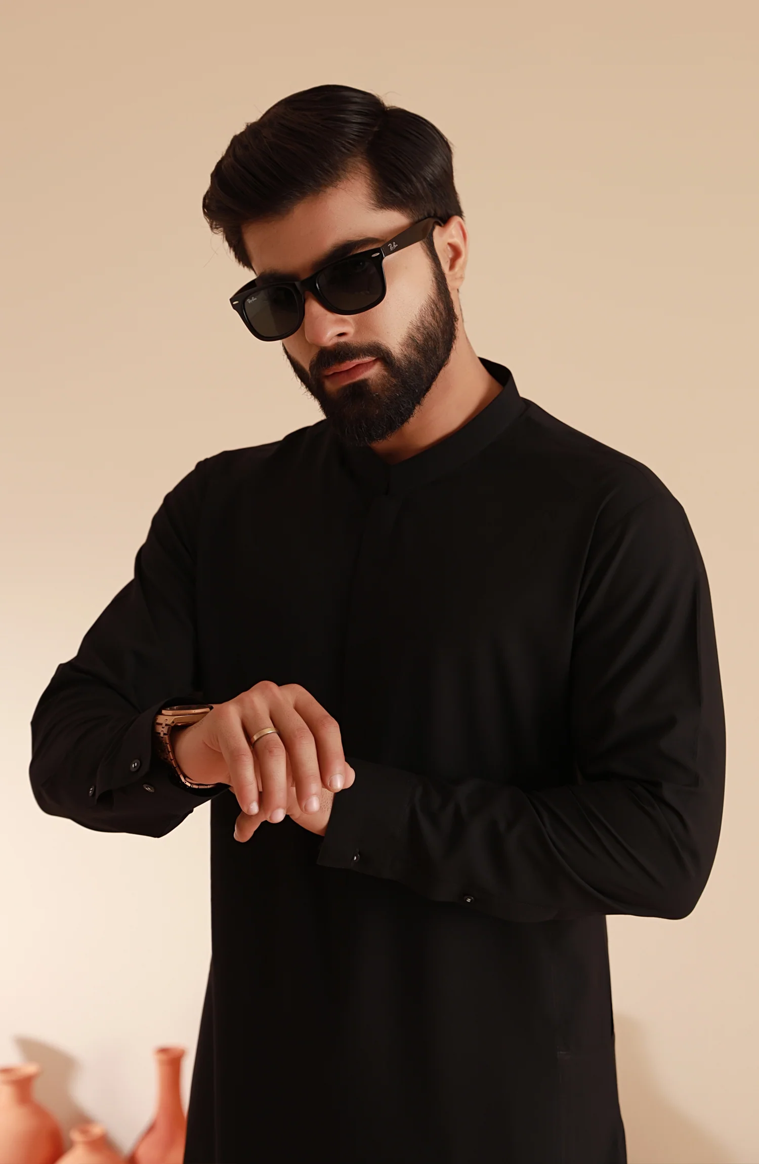 MEN KAMEEZ SHALWAR BLACK - Image 2