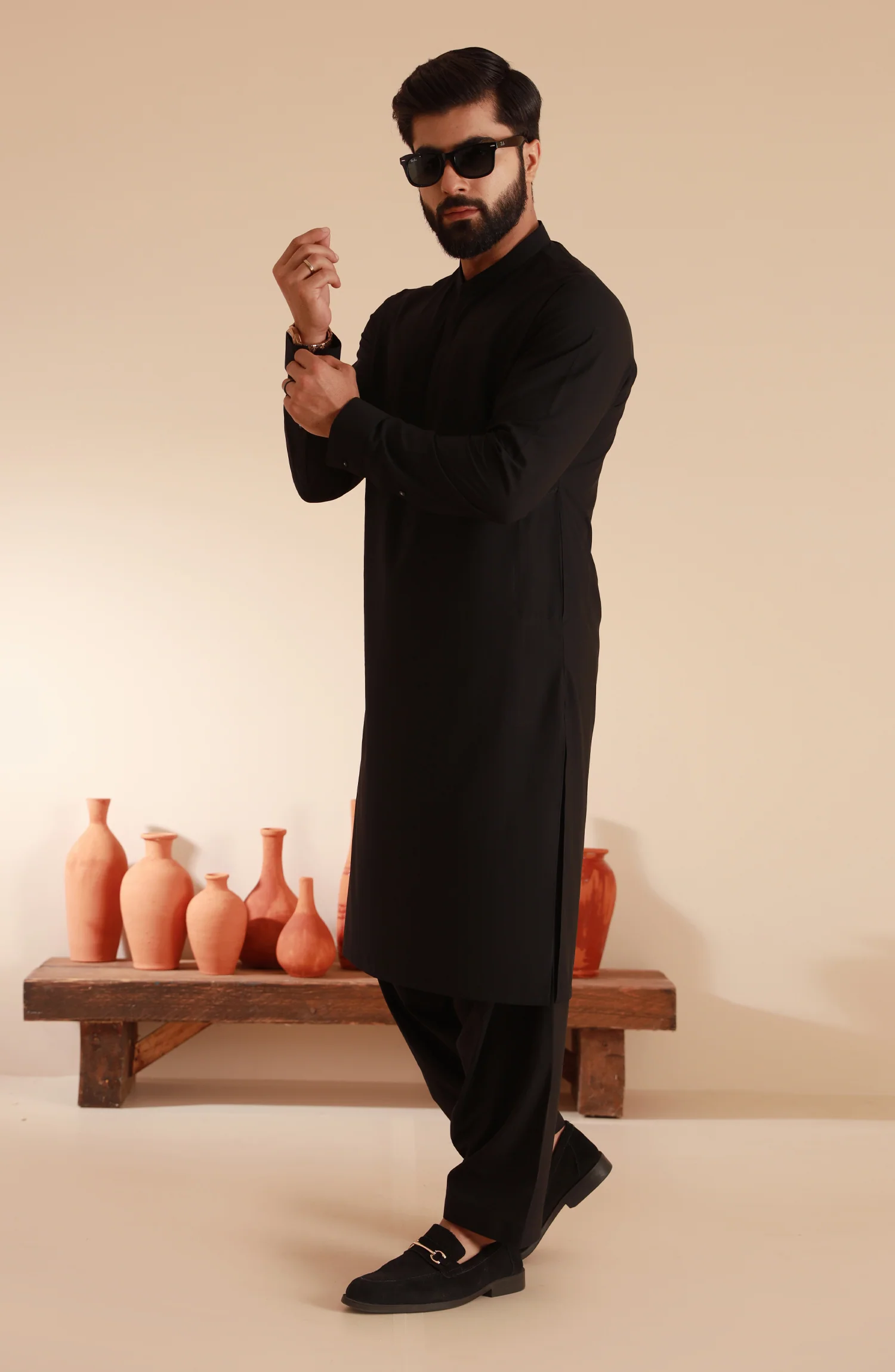 MEN KAMEEZ SHALWAR BLACK - Image 3