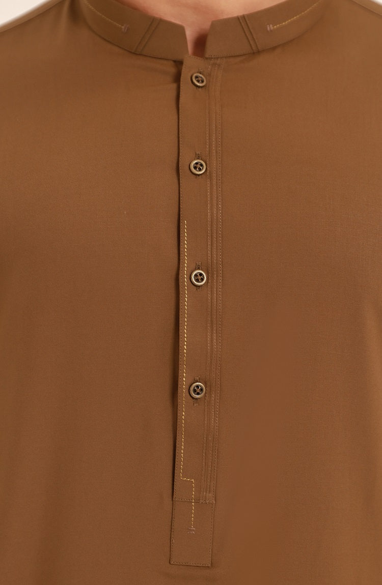 MEN KAMEEZ SHALWAR BROWN - Image 3