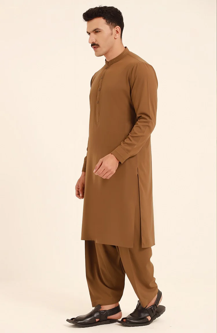 MEN KAMEEZ SHALWAR BROWN - Image 4