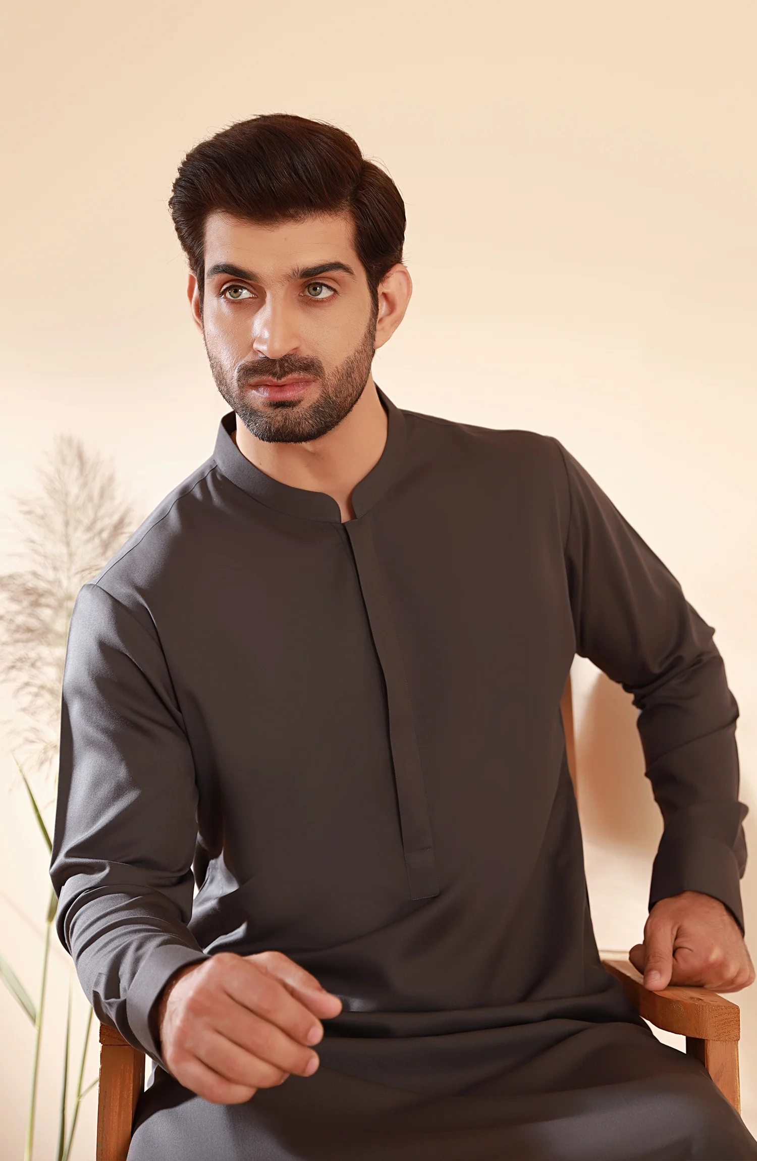 MEN KAMEEZ SHALWAR CHARCOAL - Image 2