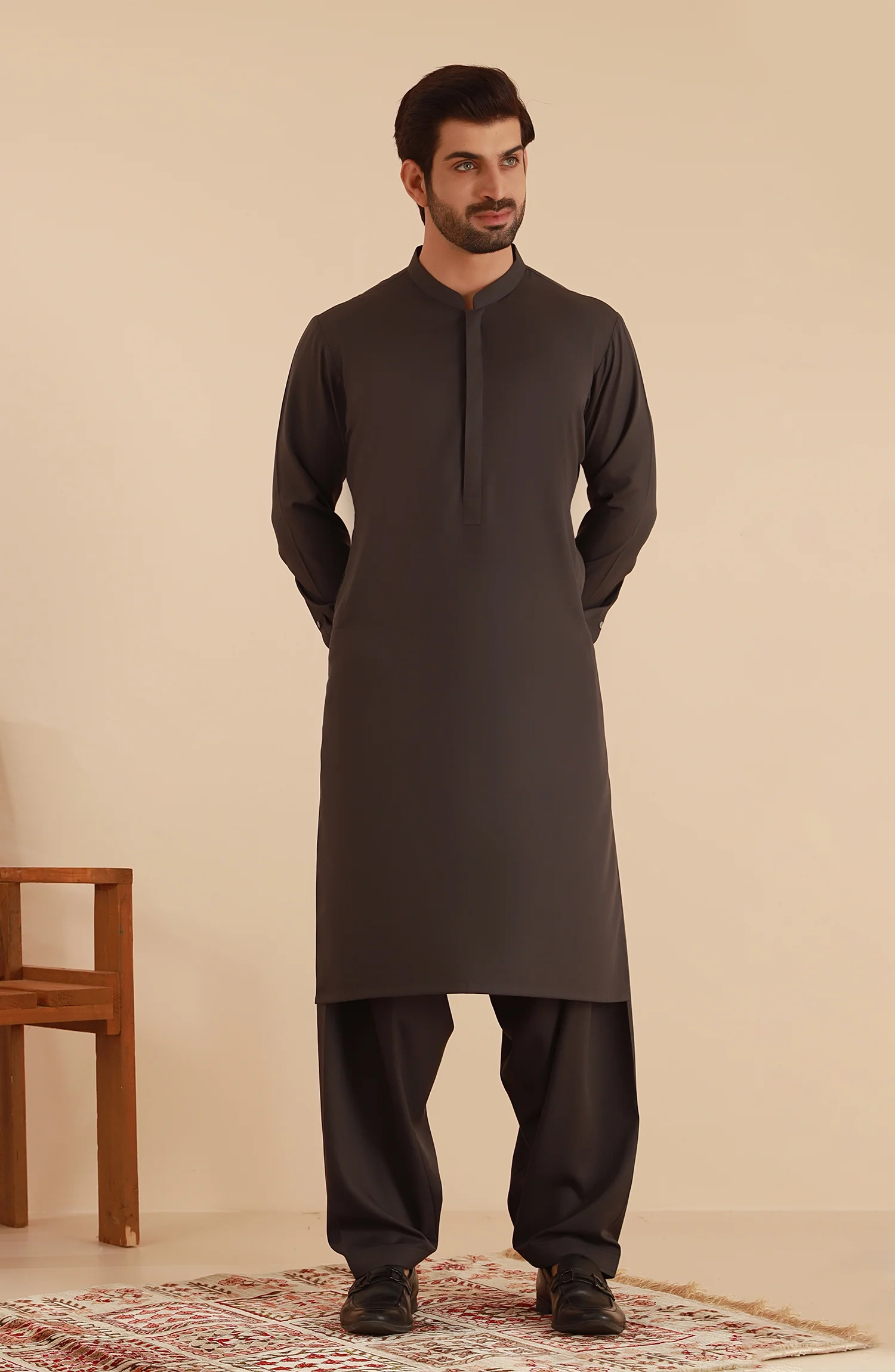 MEN KAMEEZ SHALWAR CHARCOAL - Image 3