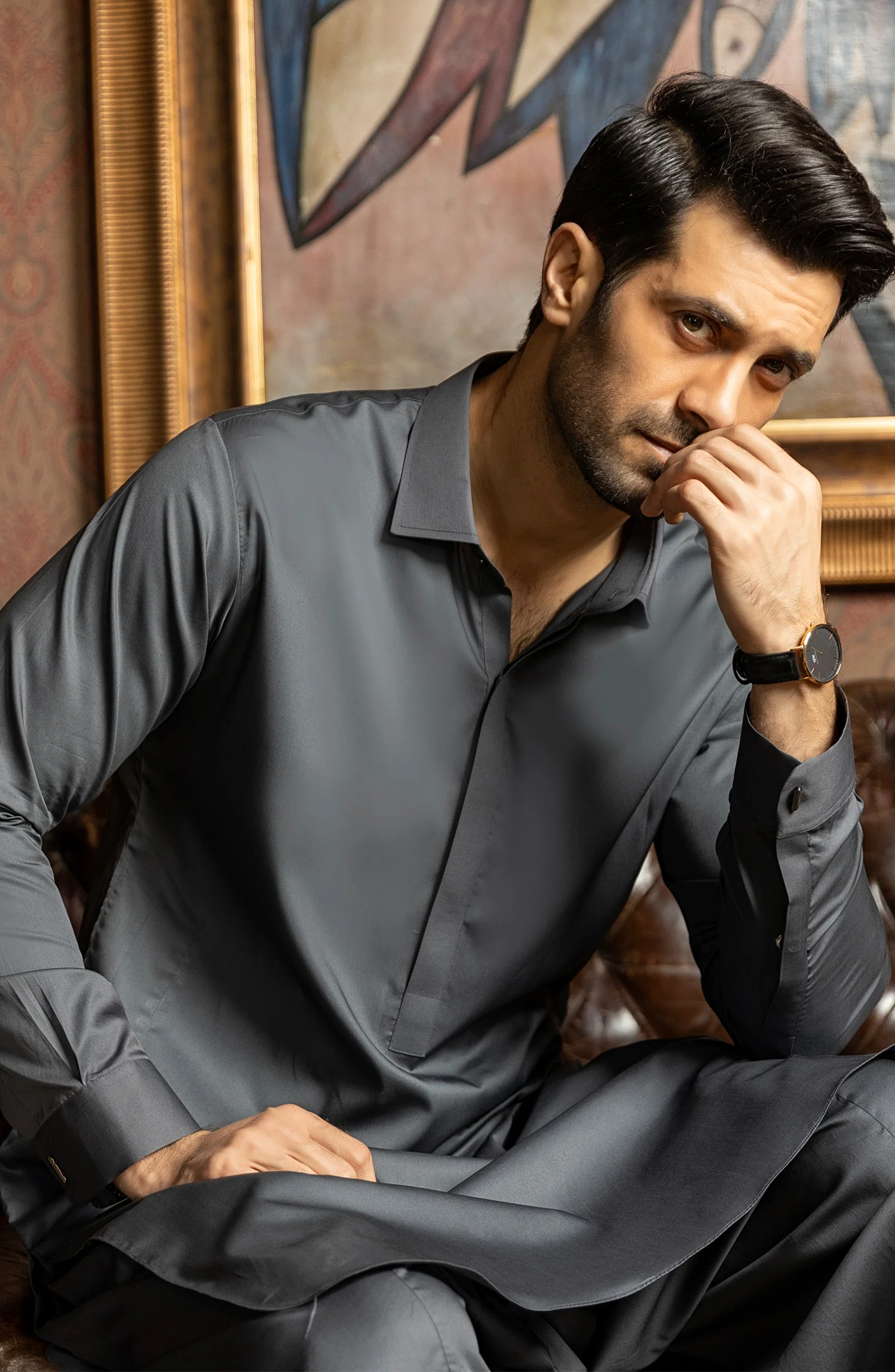 MEN KAMEEZ SHALWAR CHARCOAL - Image 4
