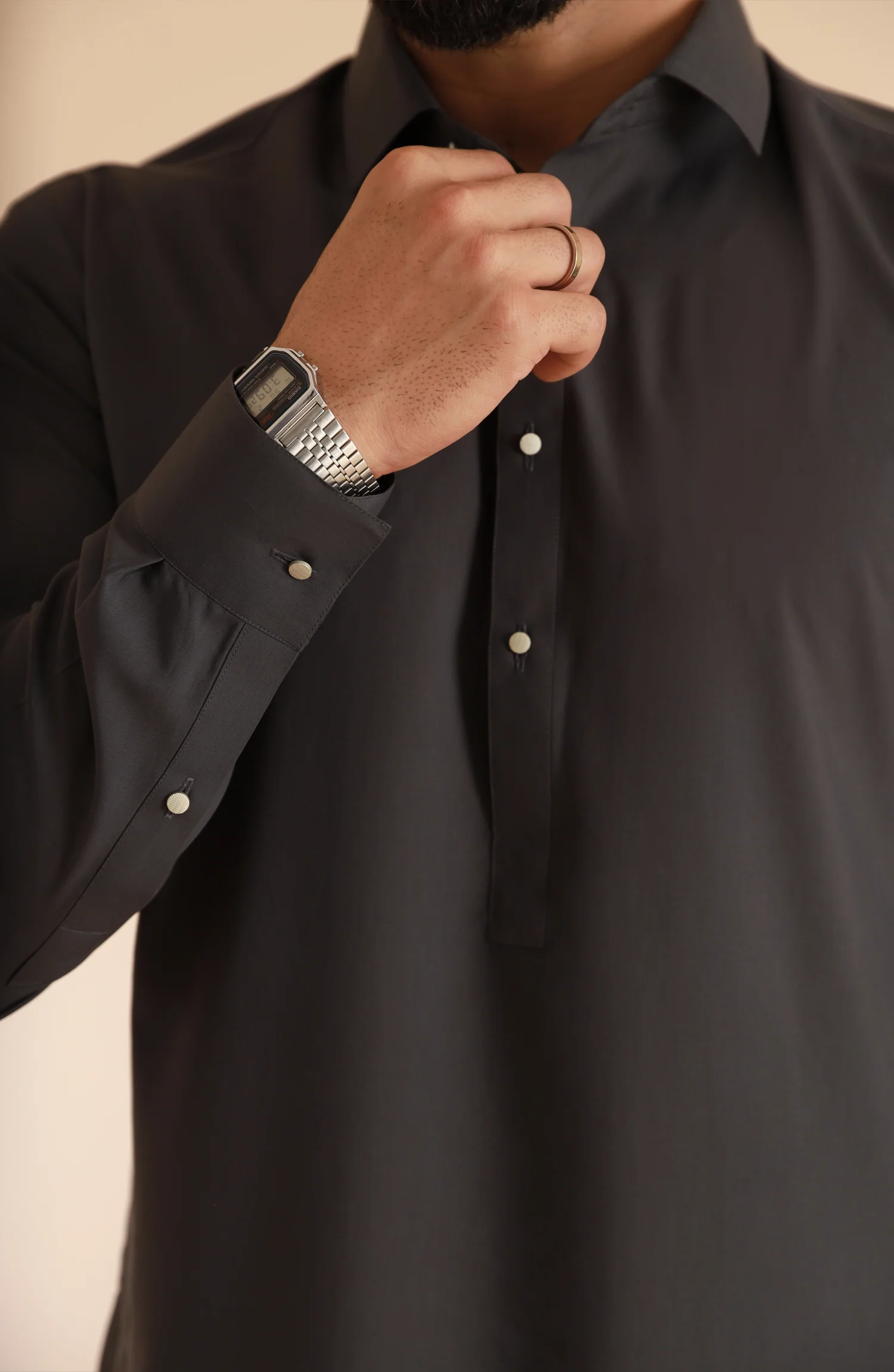 MEN KAMEEZ SHALWAR CHARCOAL - Image 3
