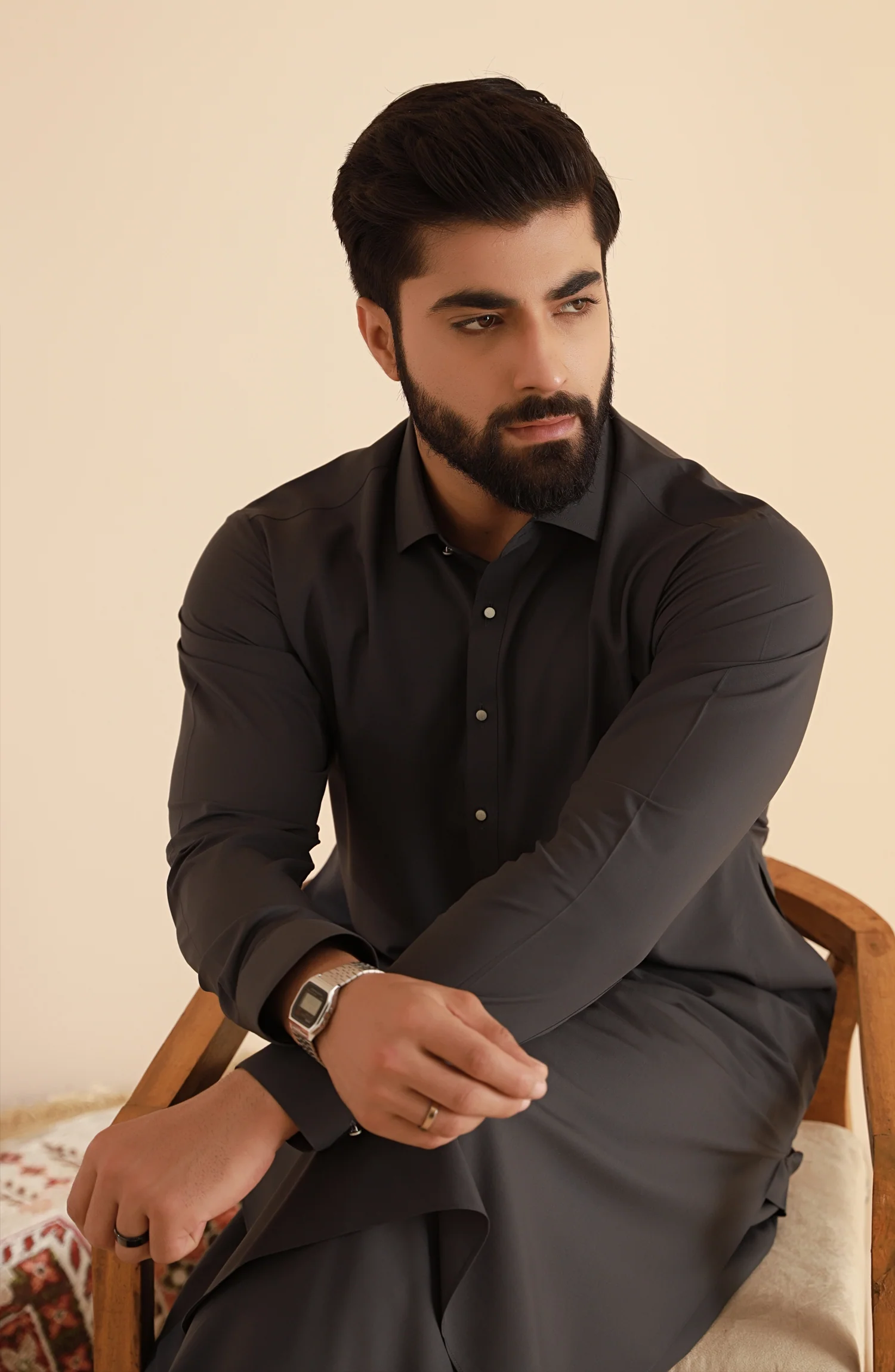 MEN KAMEEZ SHALWAR CHARCOAL - Image 4