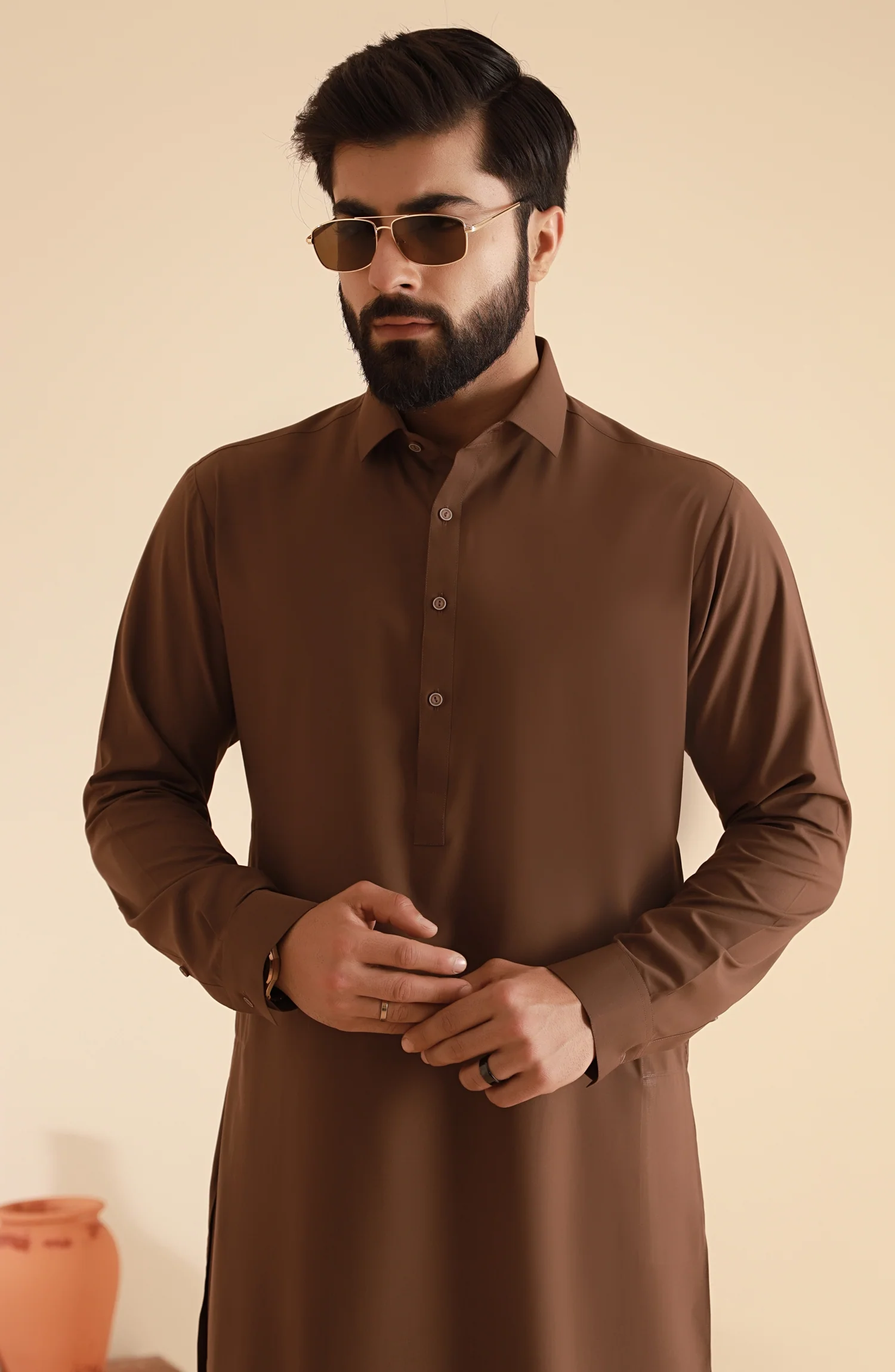 MEN KAMEEZ SHALWAR CHOCOLATE - Image 4