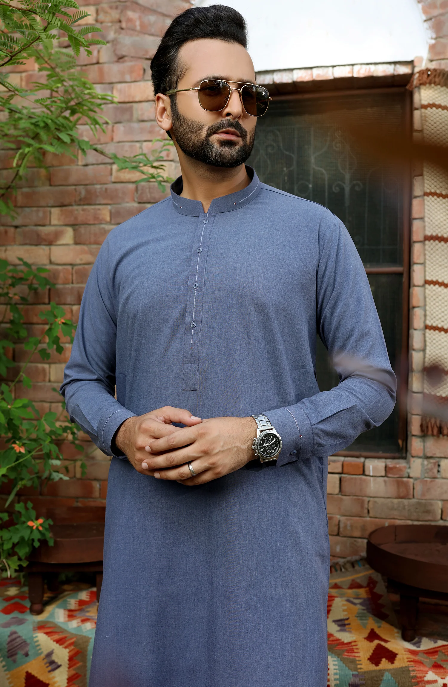 MEN KAMEEZ SHALWAR FORMAL BLUE - Image 2