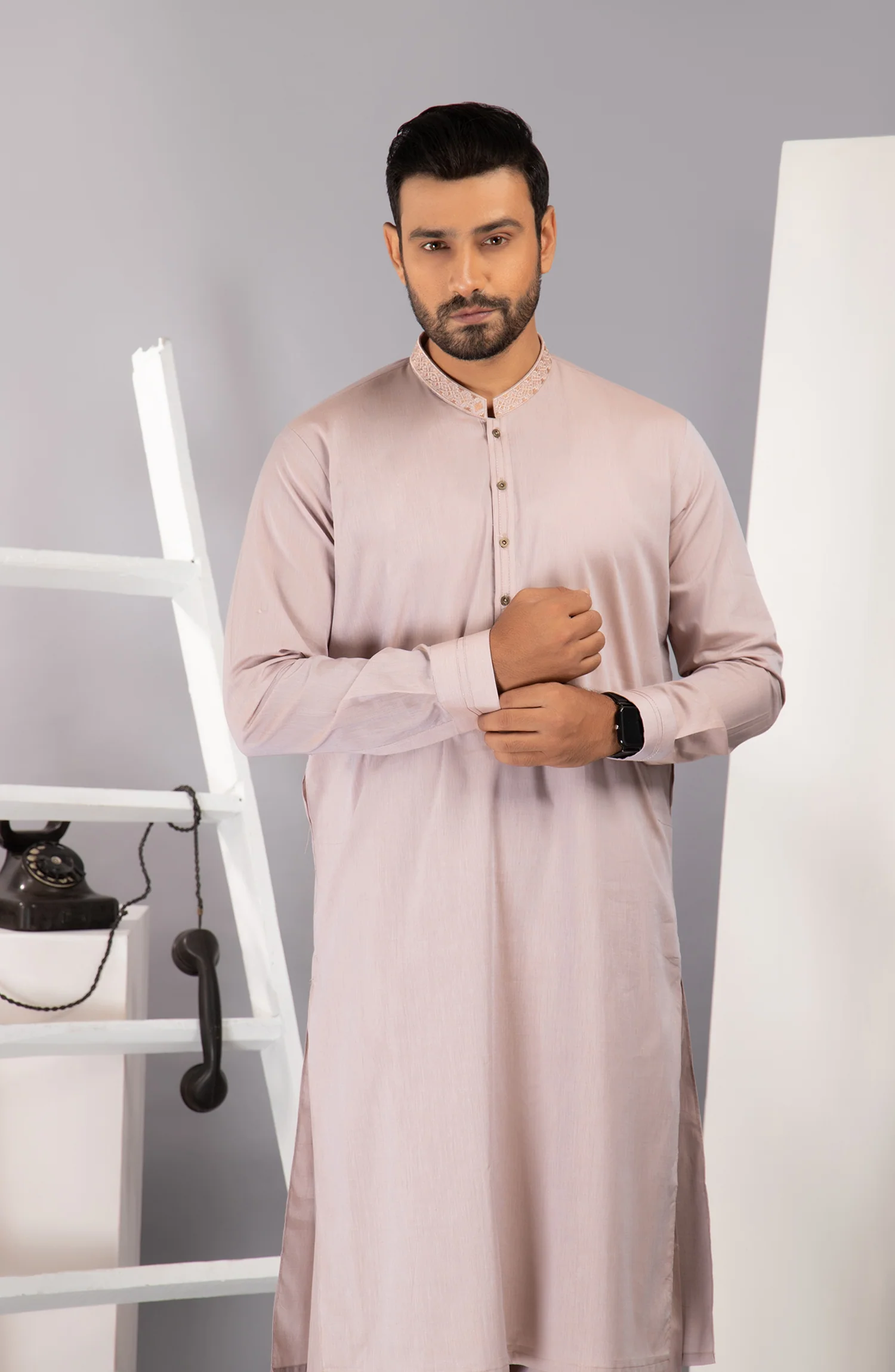 MEN KAMEEZ SHALWAR FORMAL PEACH - Image 2