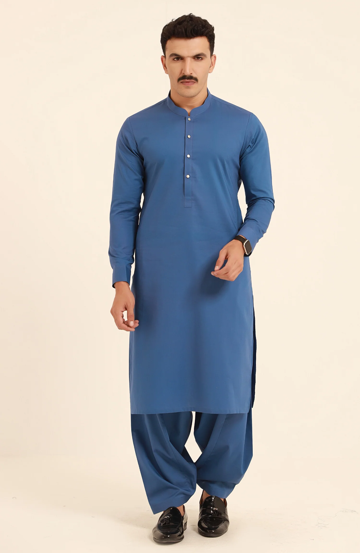 MEN KAMEEZ SHALWAR INK BLUE - Image 2