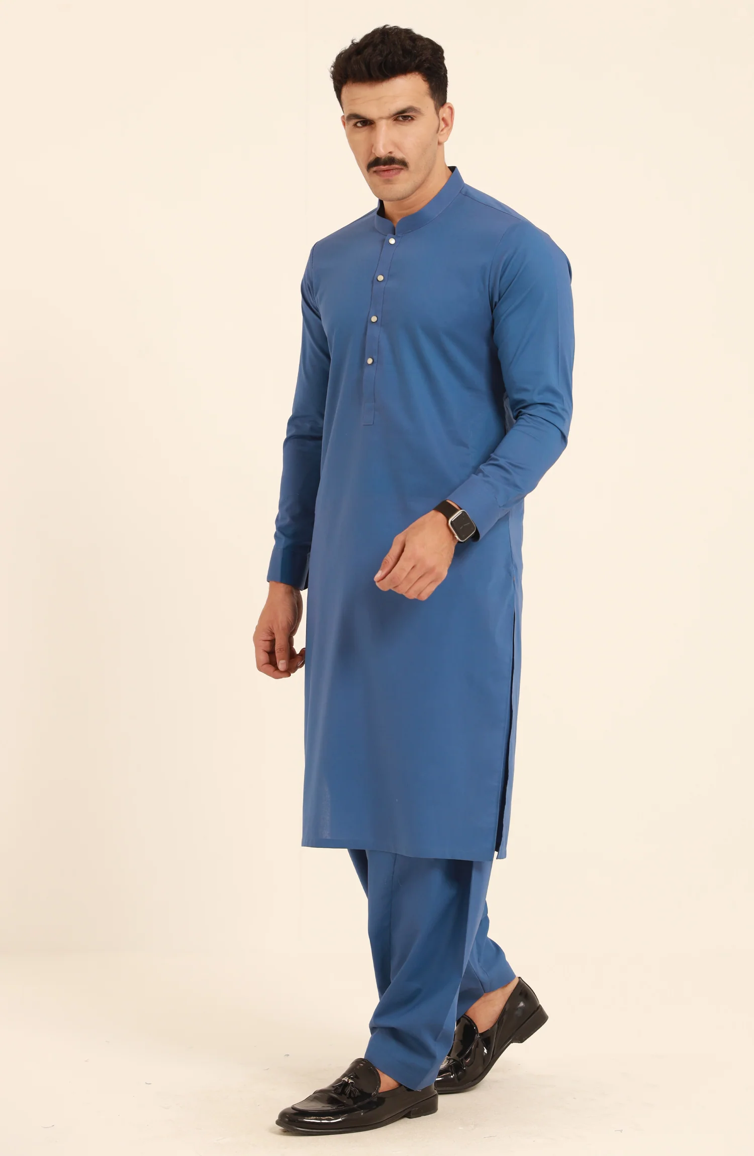 MEN KAMEEZ SHALWAR INK BLUE - Image 3