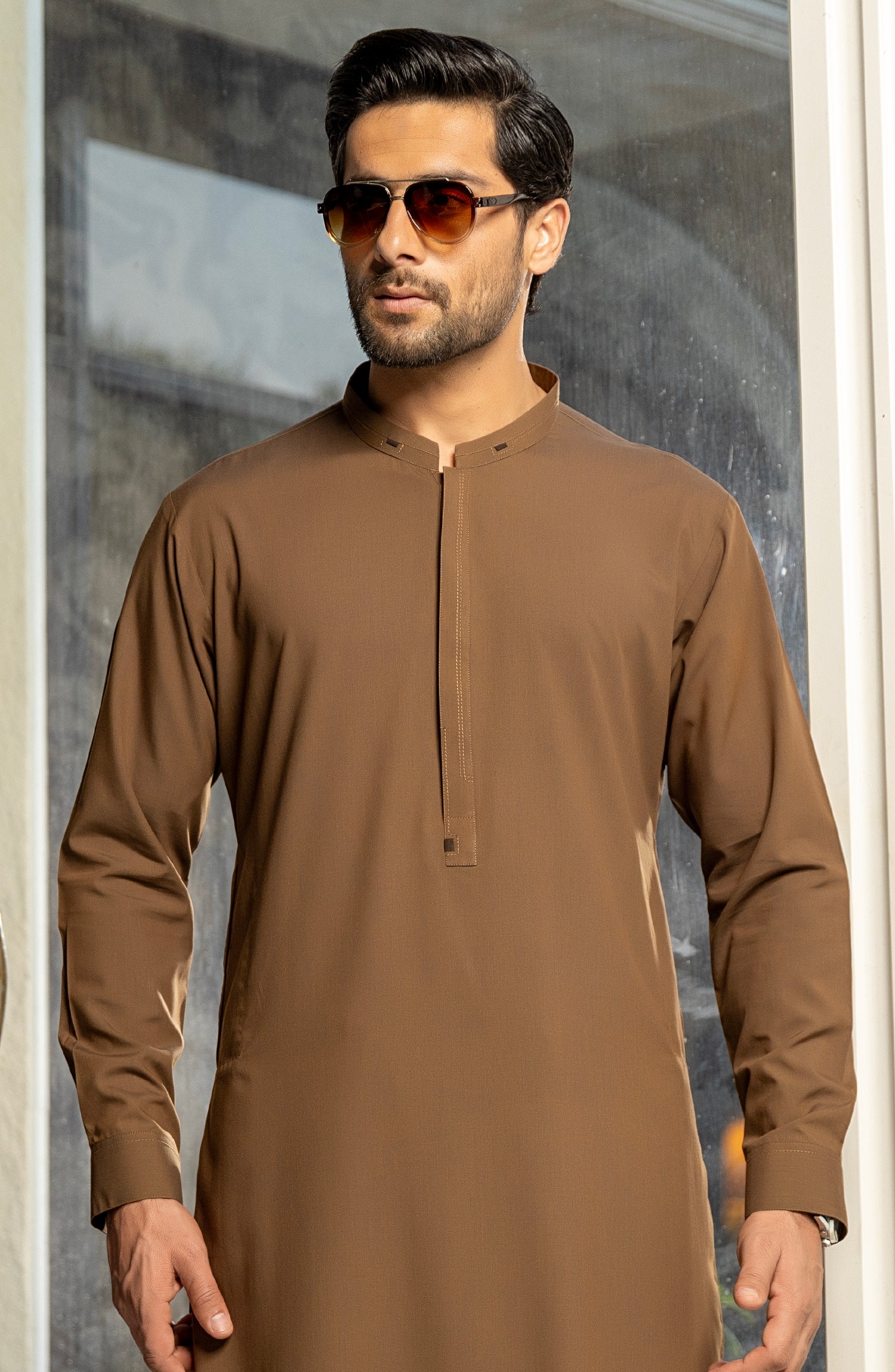 MEN KAMEEZ SHALWAR KHAKI - Image 3