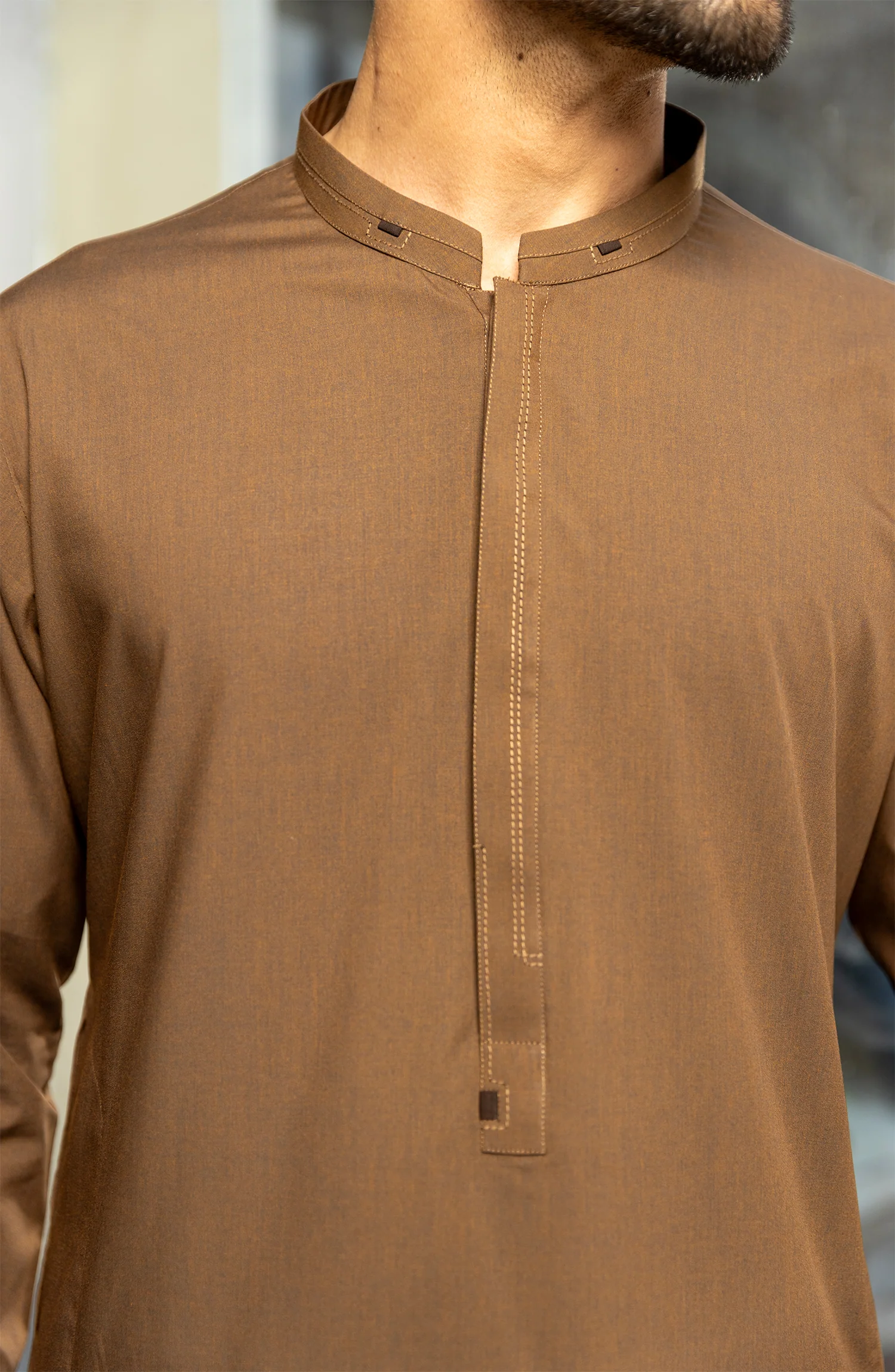 MEN KAMEEZ SHALWAR KHAKI - Image 4