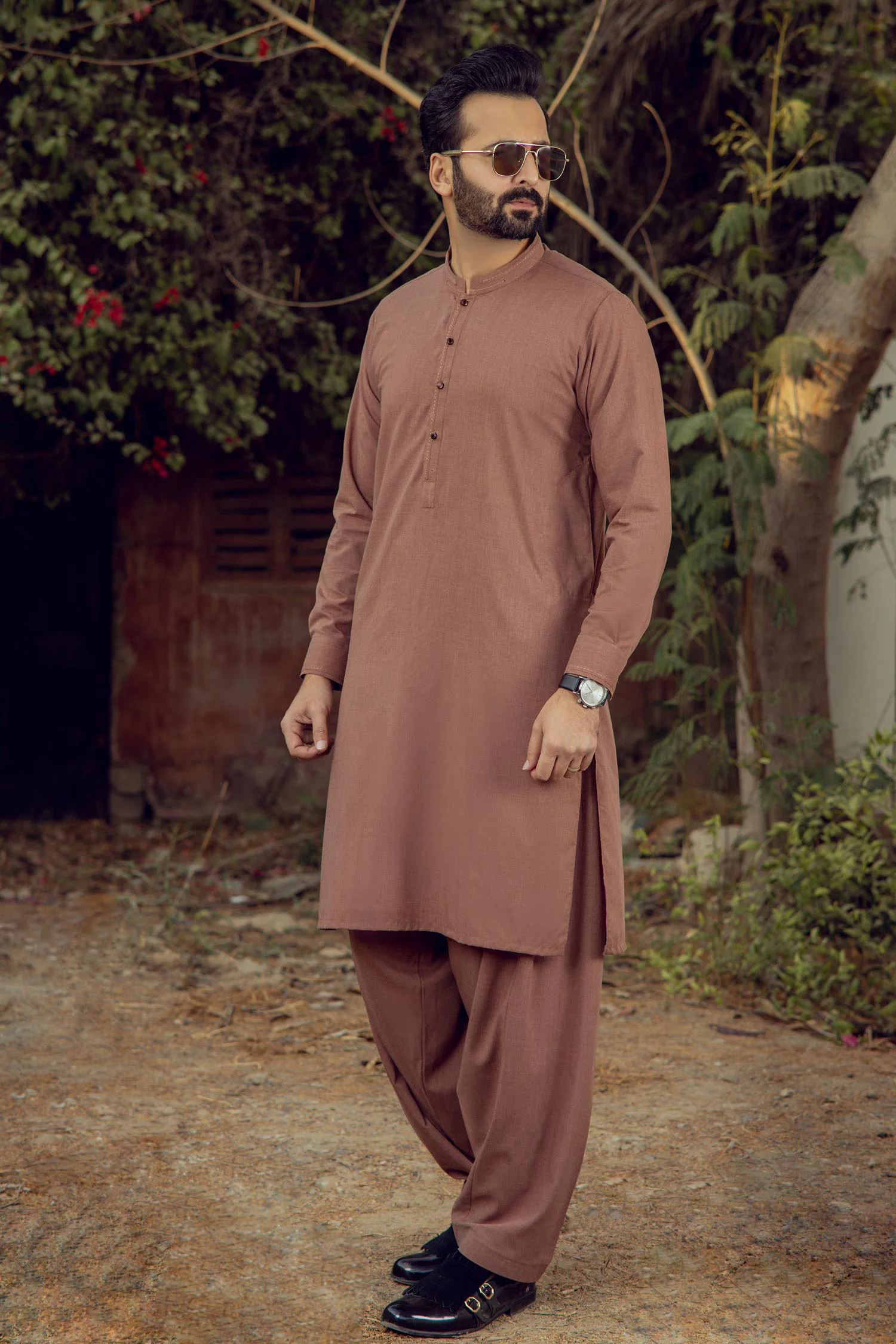 MEN KAMEEZ SHALWAR LIGHT MAROON - Image 2