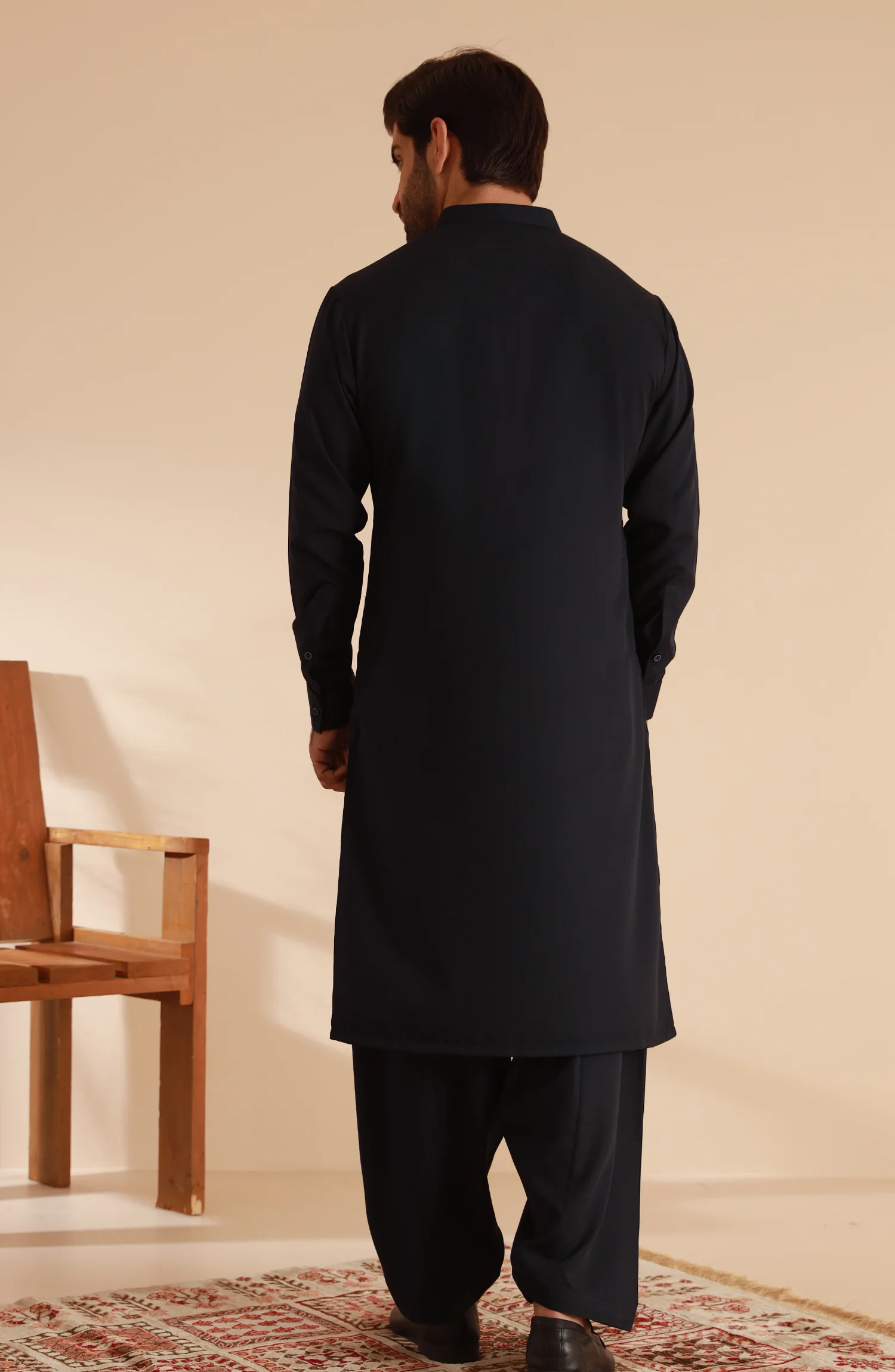 MEN KAMEEZ SHALWAR NAVY BLUE - Image 4