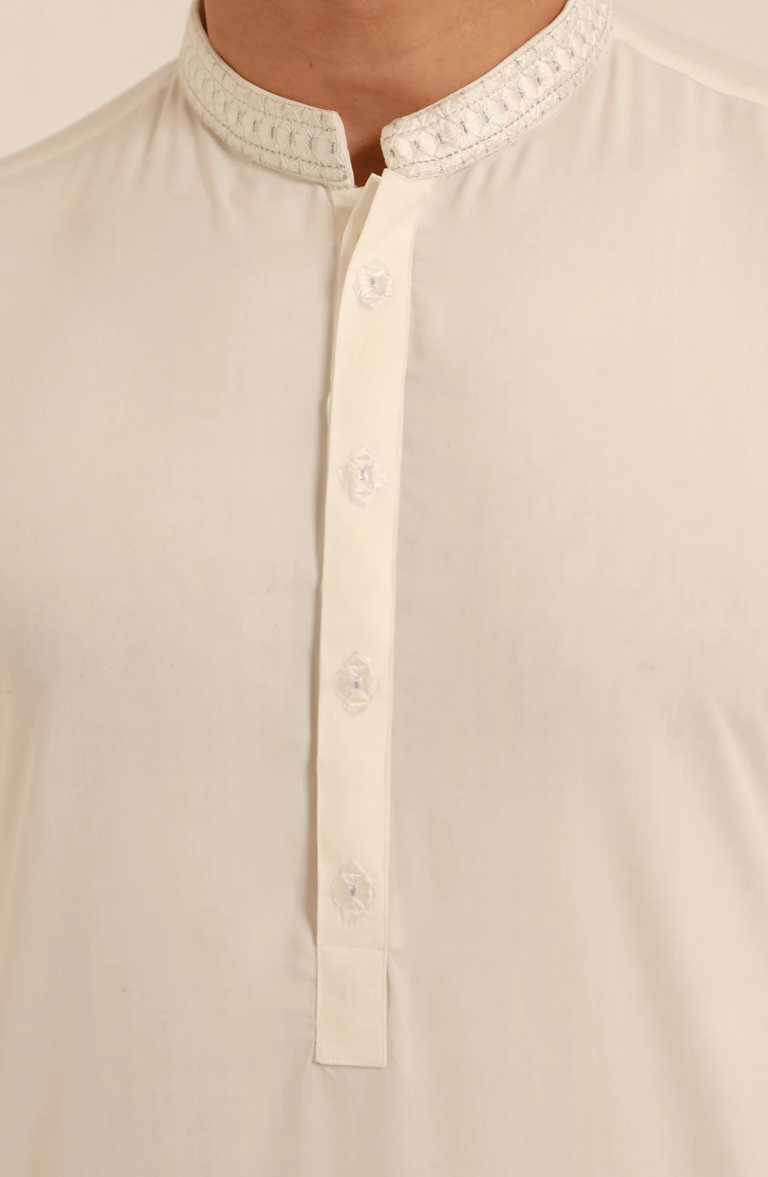 MEN KAMEEZ SHALWAR OFF WHITE - Image 4