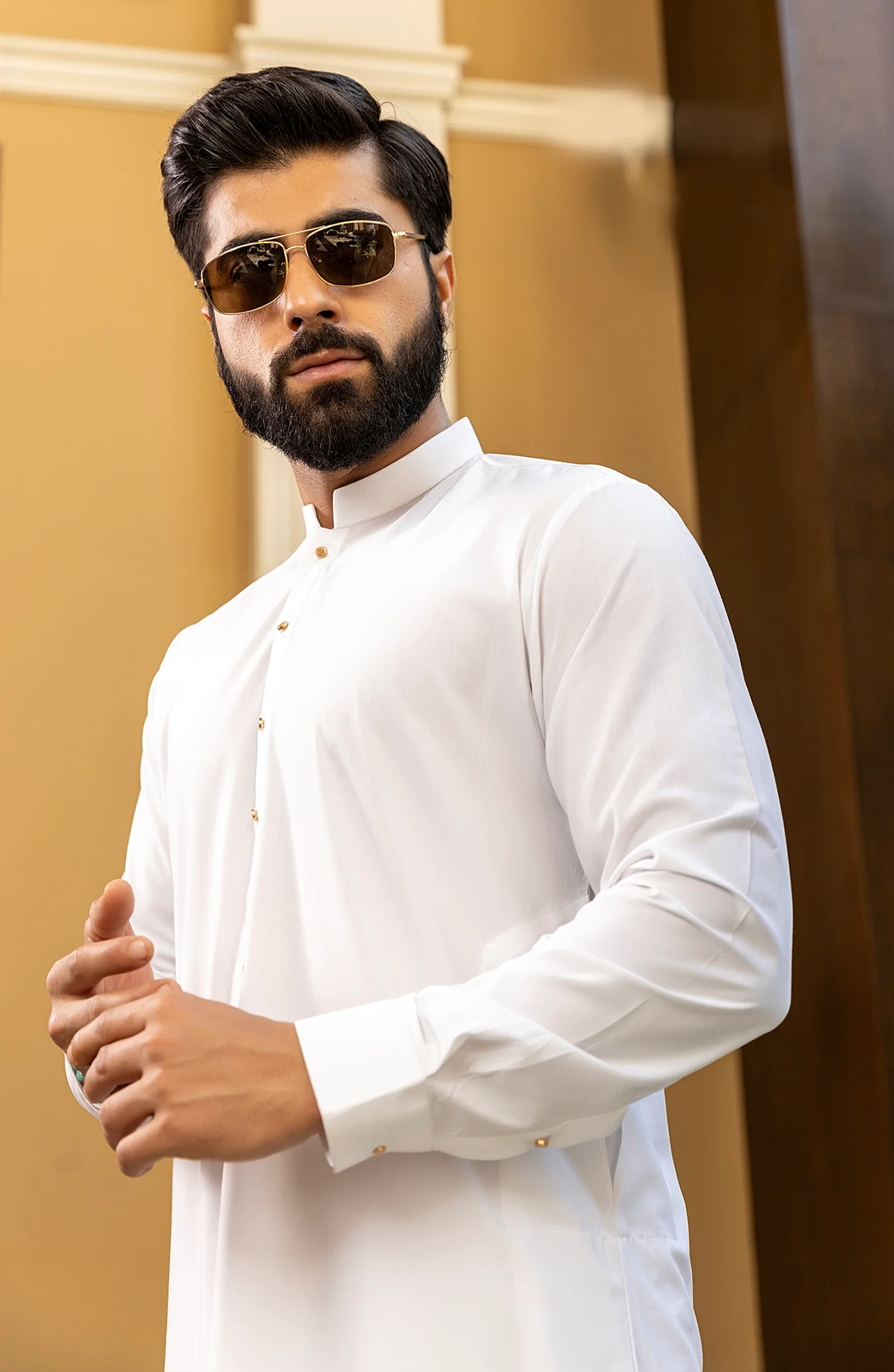 MEN KAMEEZ SHALWAR OFF WHITE - Image 2