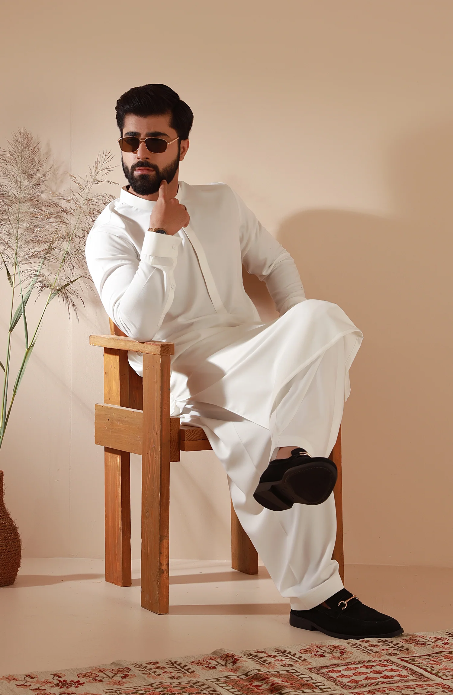 MEN KAMEEZ SHALWAR OFF WHITE - Image 2