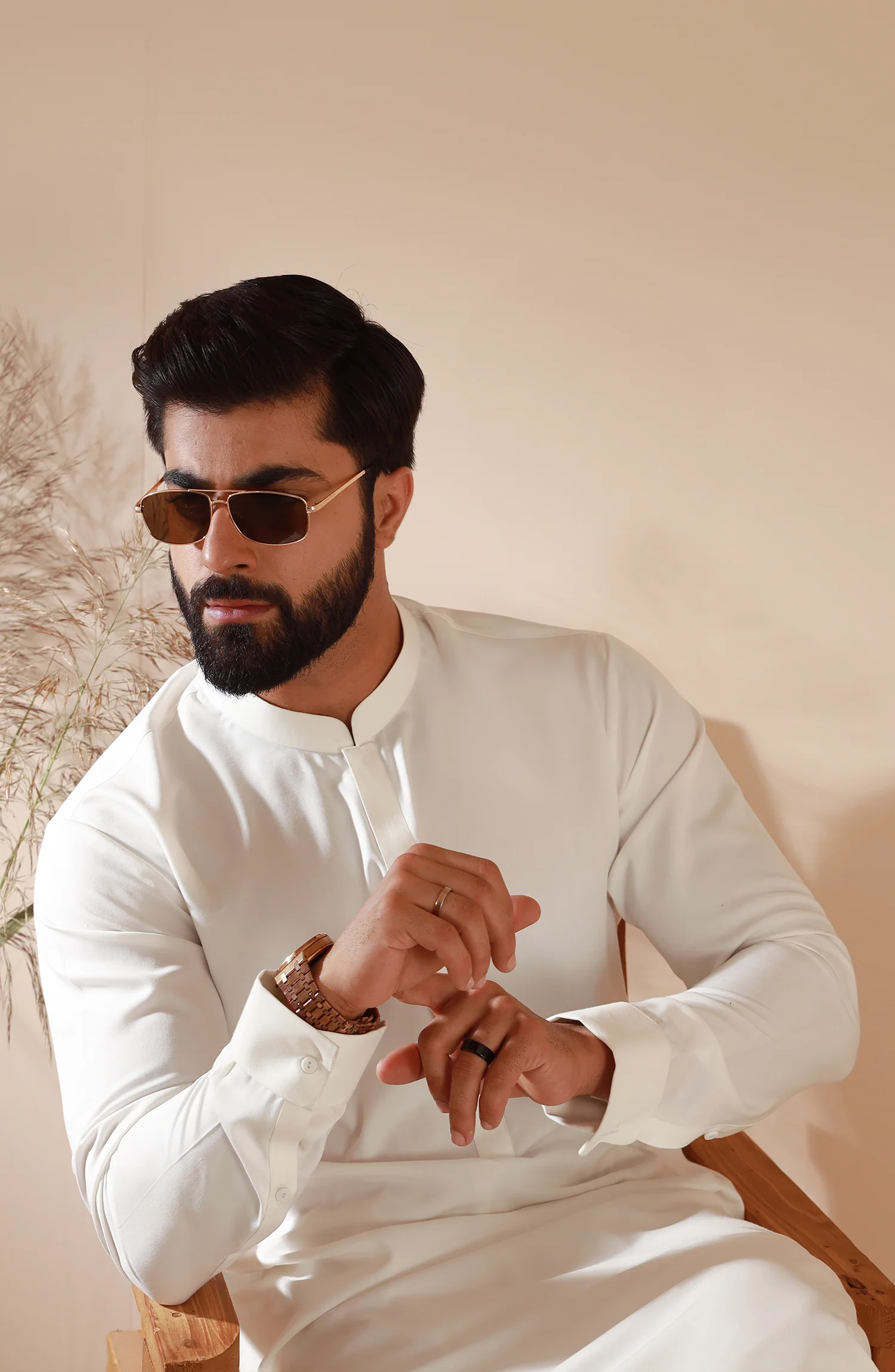 MEN KAMEEZ SHALWAR OFF WHITE - Image 4