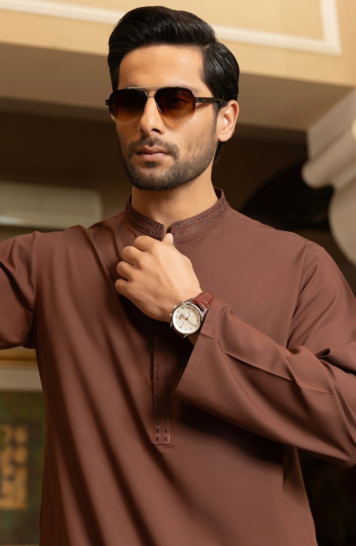 MEN KAMEEZ SHALWAR REDISH - Image 4