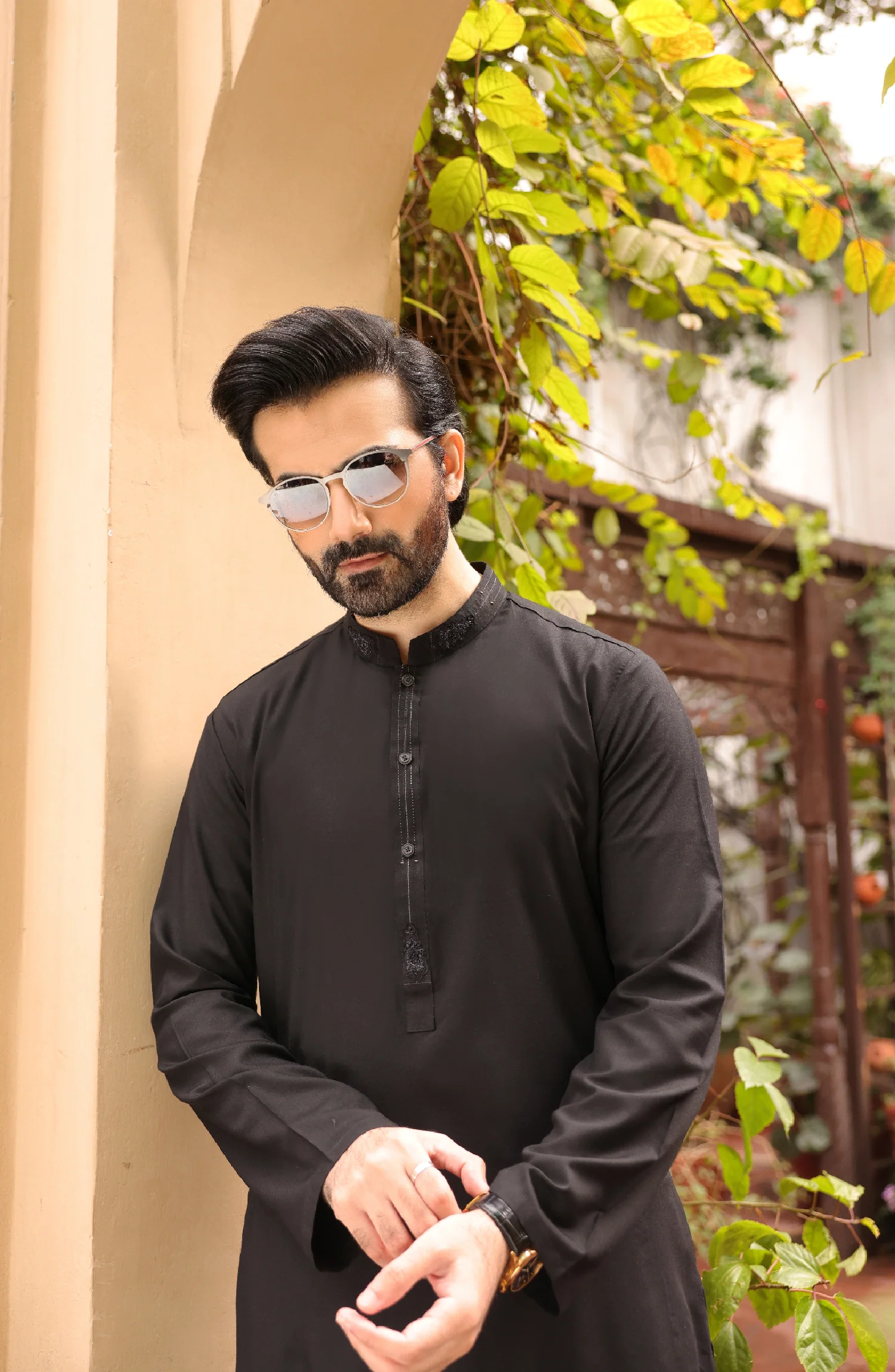 MEN KAMEEZ SHALWAR SEMI FORMAL BLACK - Image 2