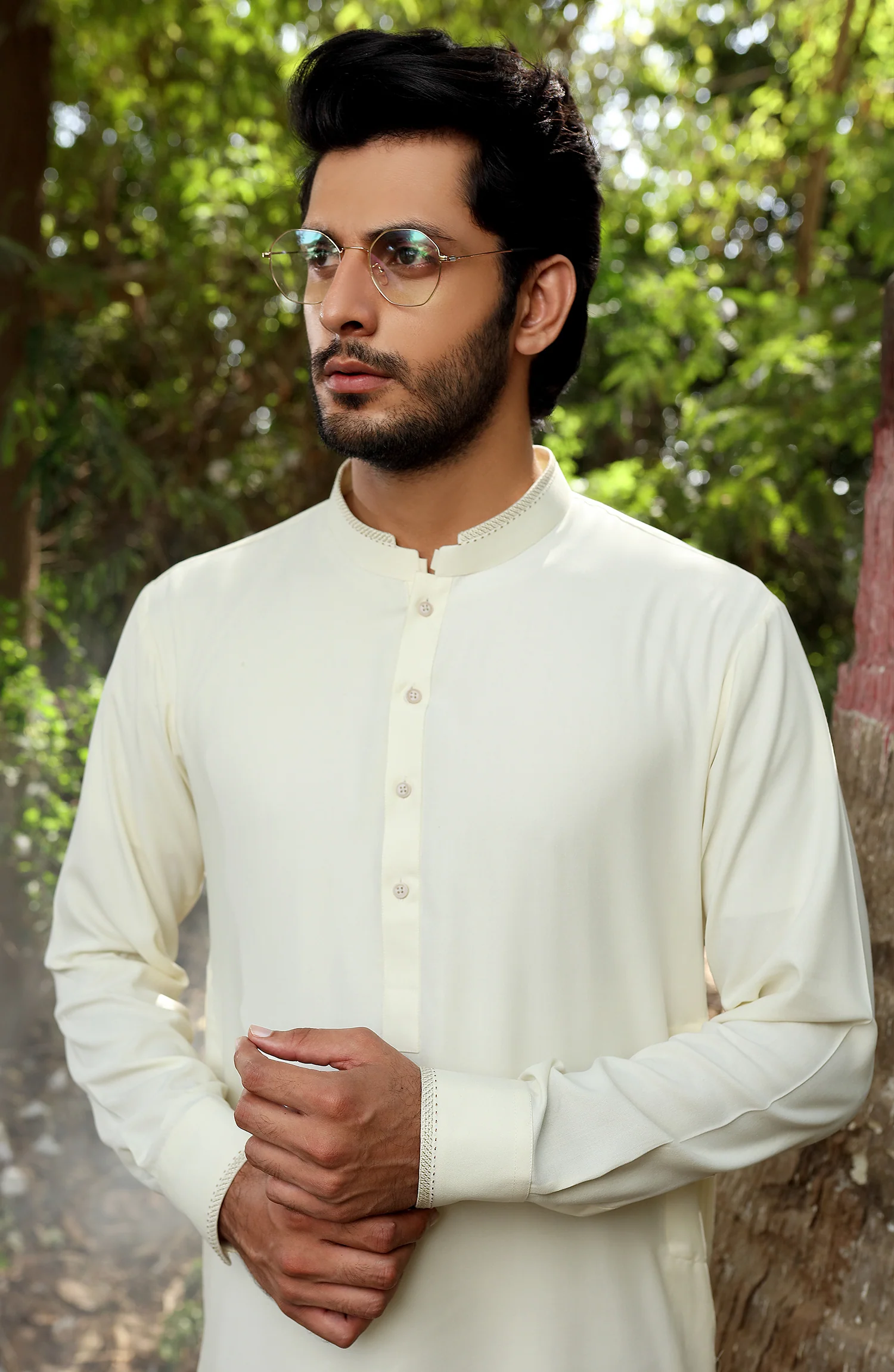MEN KAMEEZ SHALWAR SEMI FORMAL CREAM - Image 2