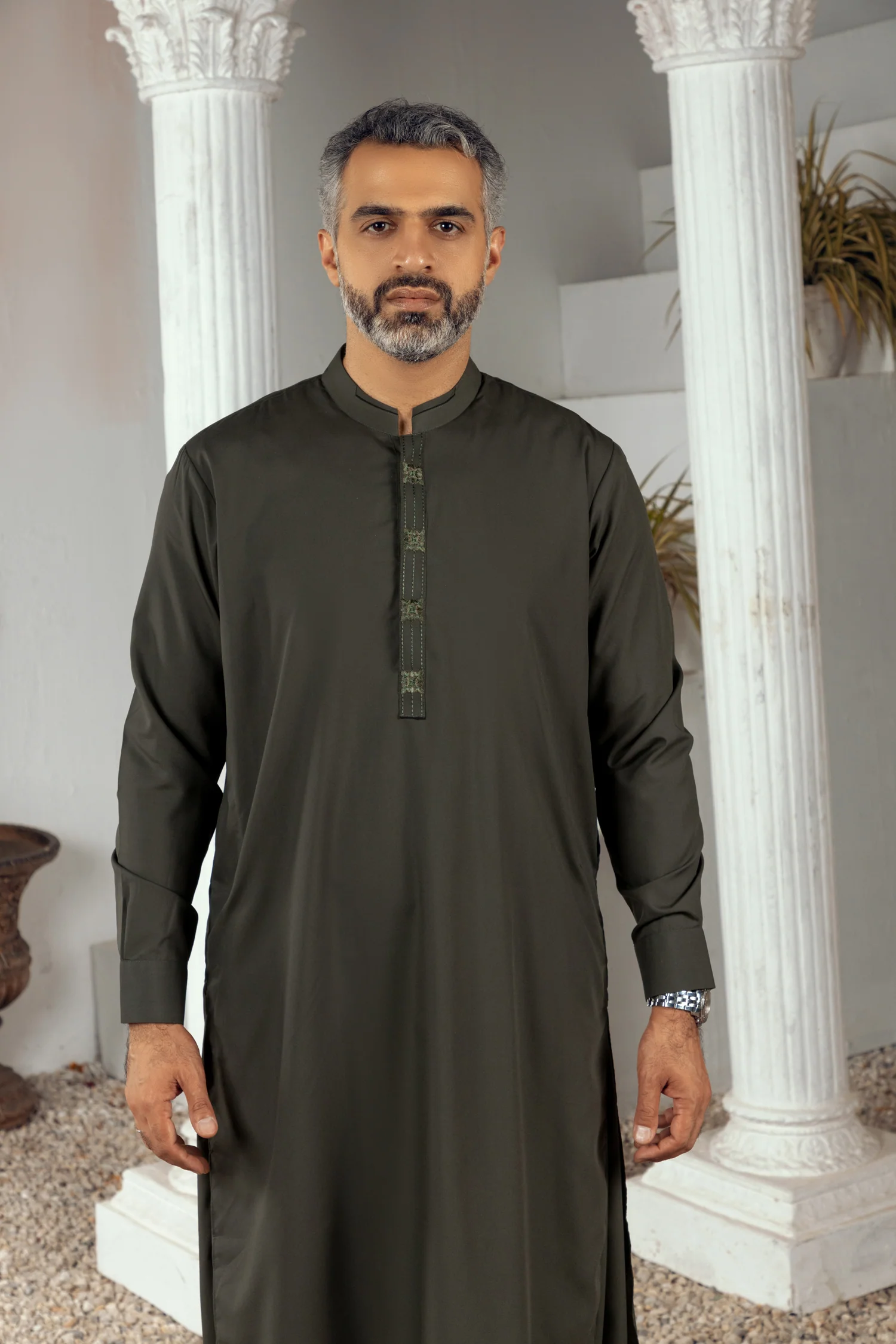 MEN KAMEEZ SHALWAR SEMI FORMAL GREEN - Image 2