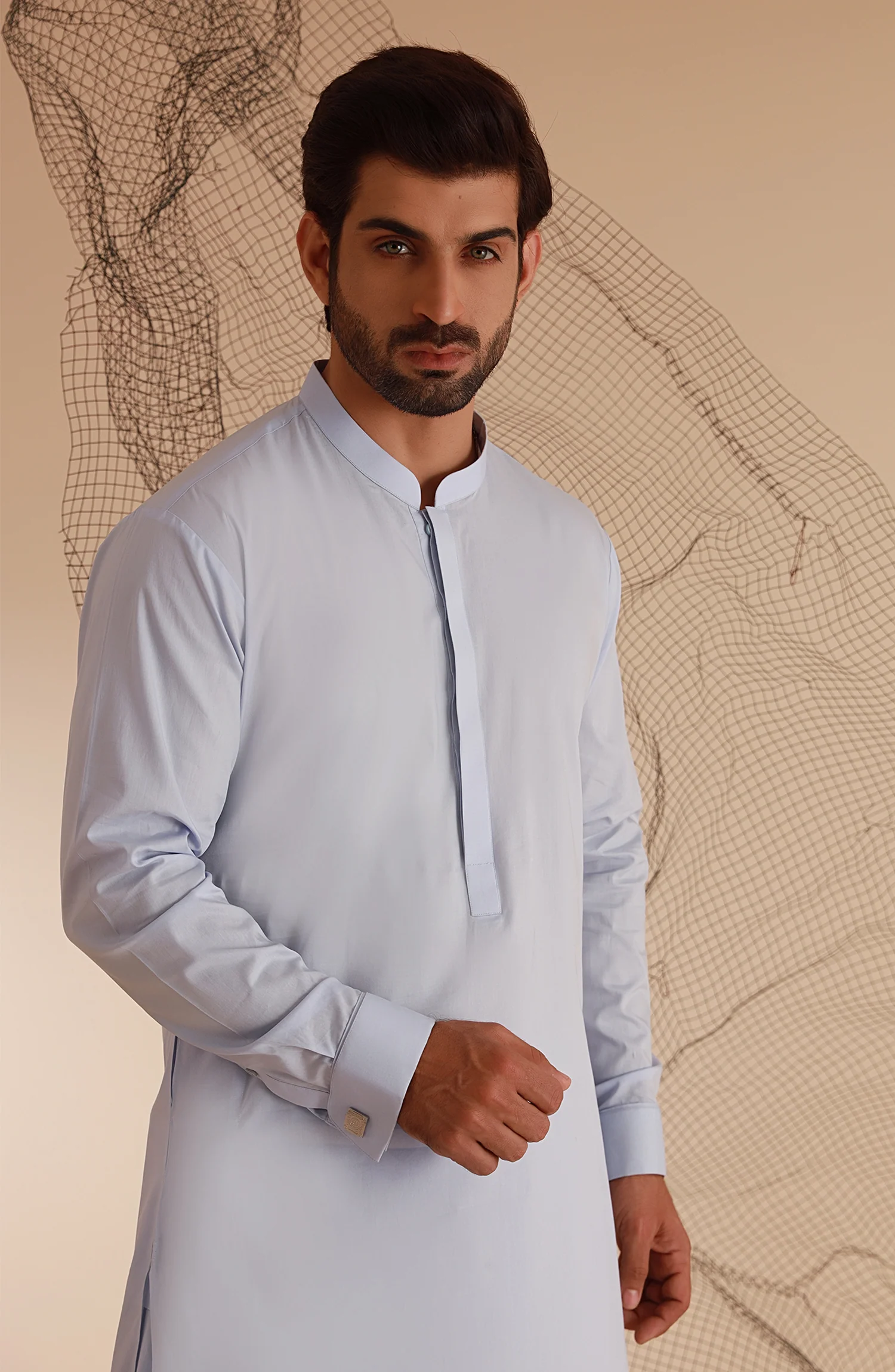 MEN KAMEEZ SHALWAR SKY BLUE - Image 2