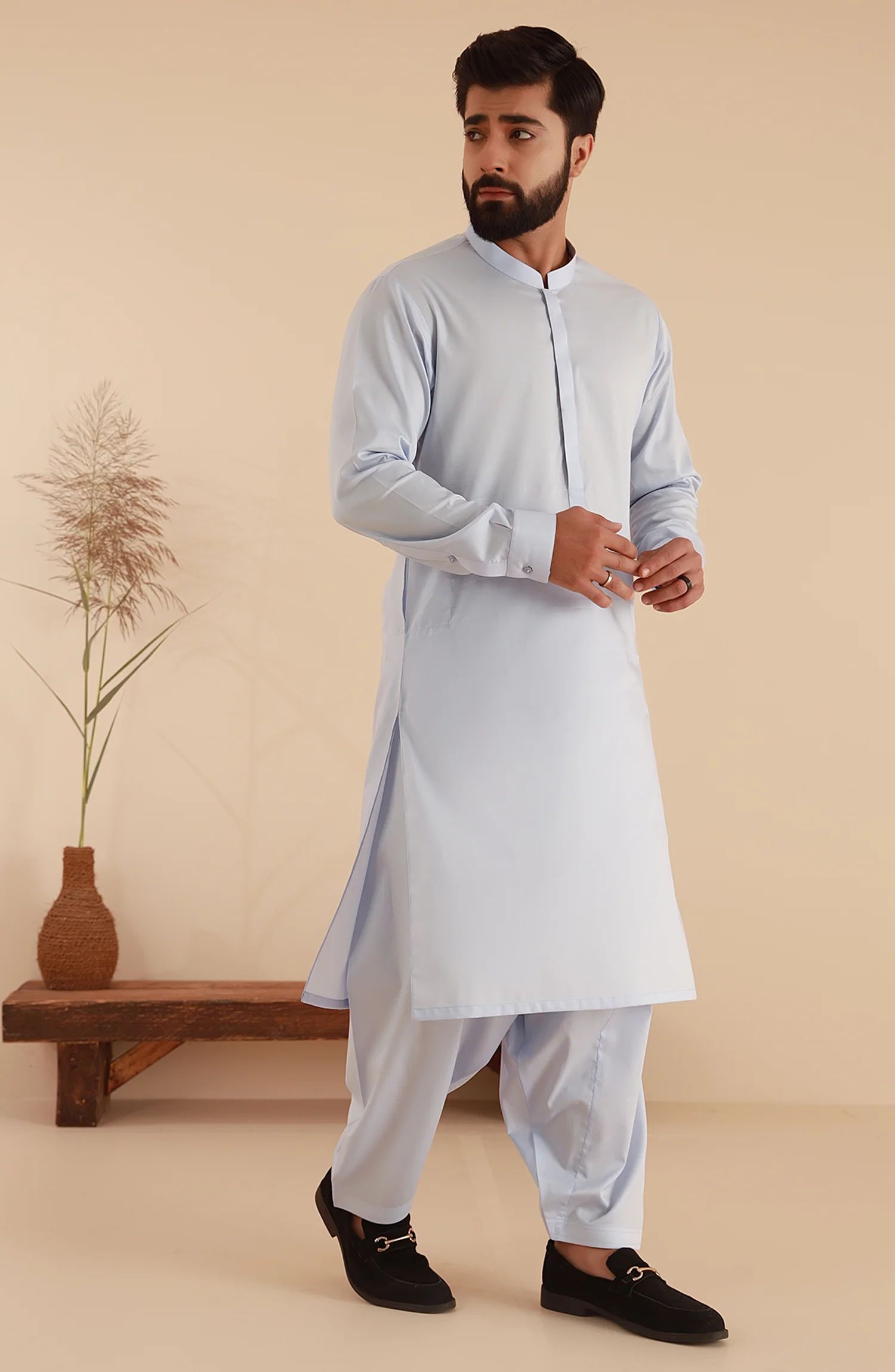 MEN KAMEEZ SHALWAR SKY BLUE - Image 3