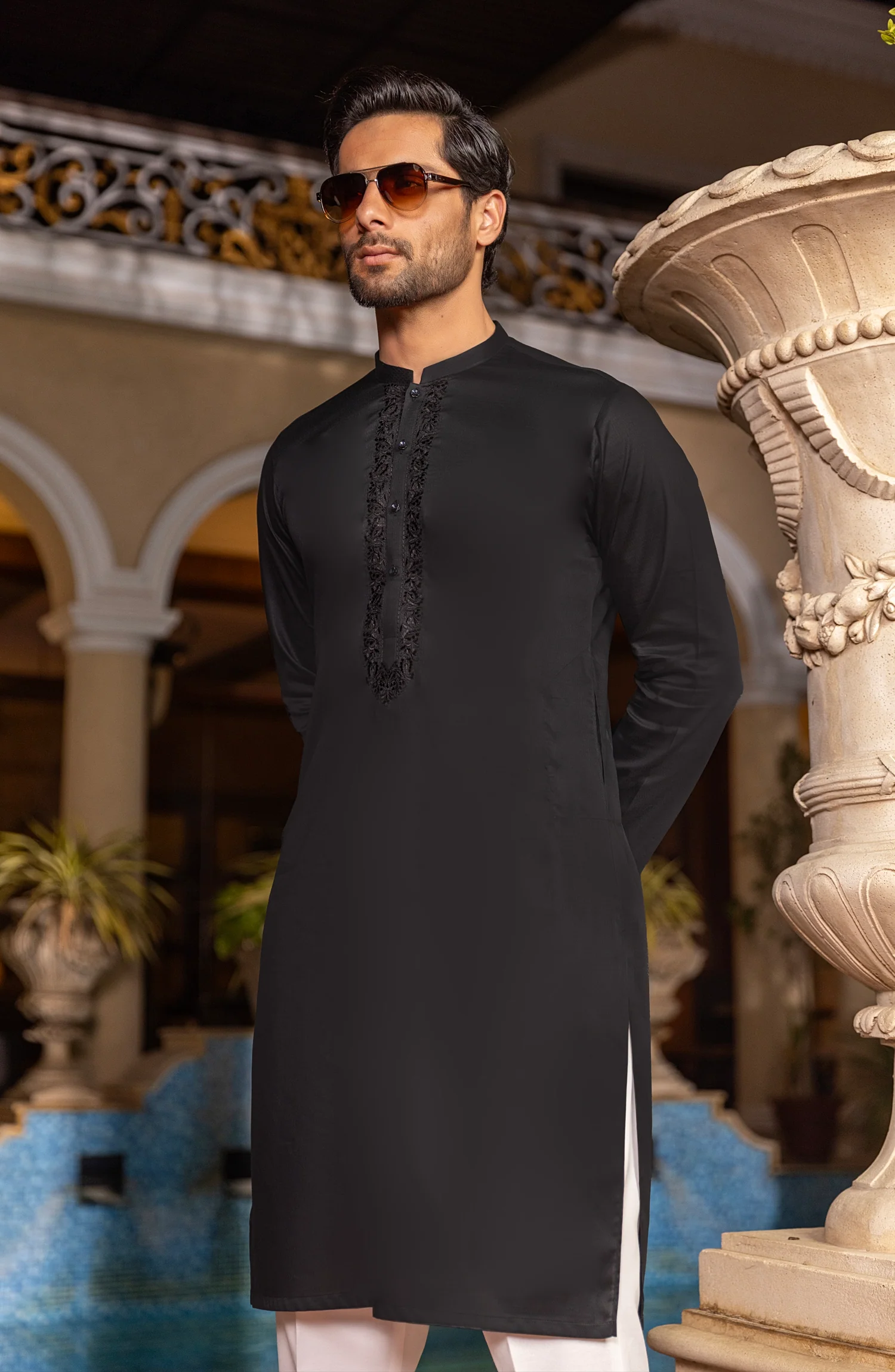 MEN KURTA BLACK - Image 2