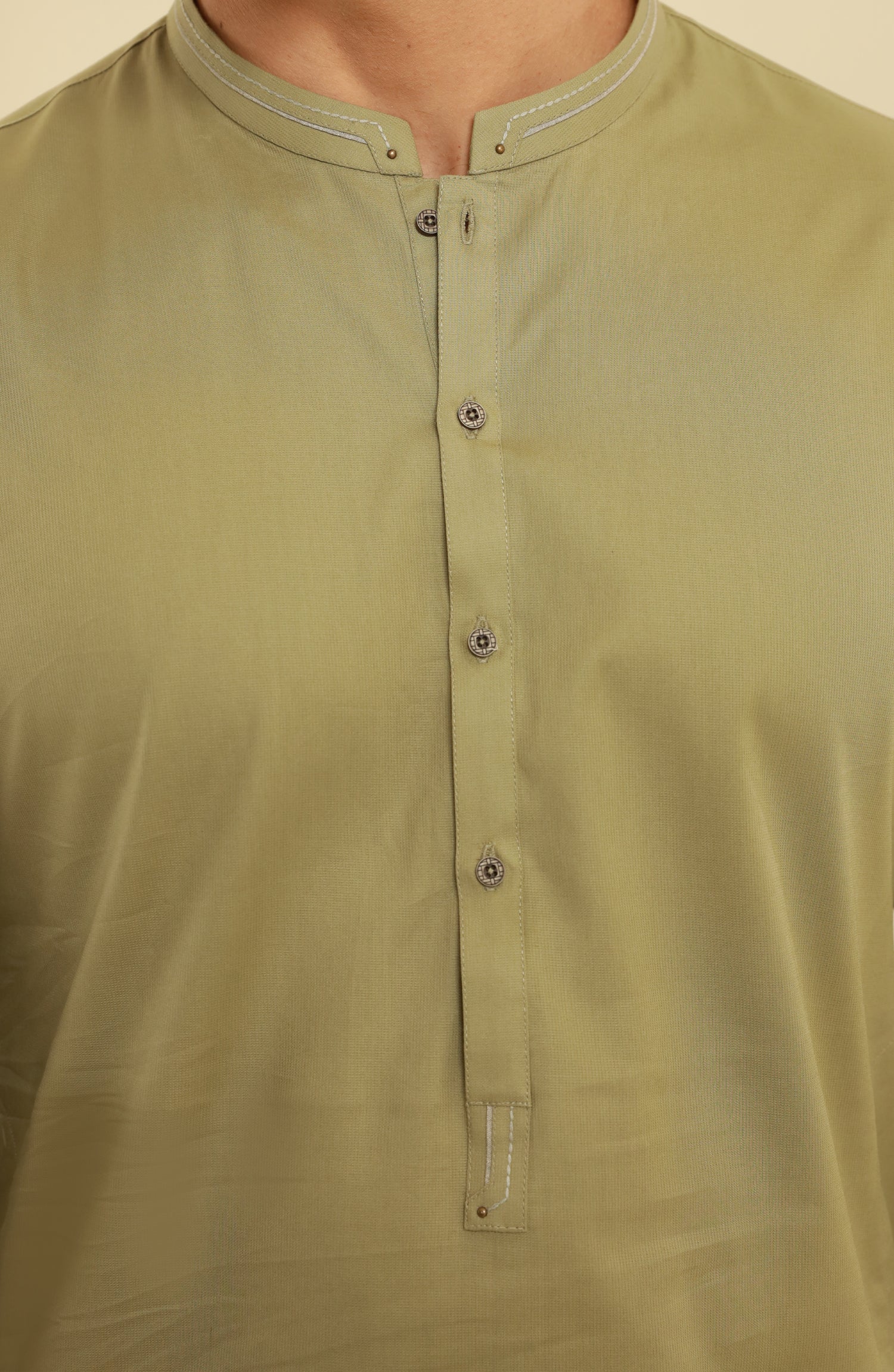 MEN KURTA LIGHT OLIVE - Image 4