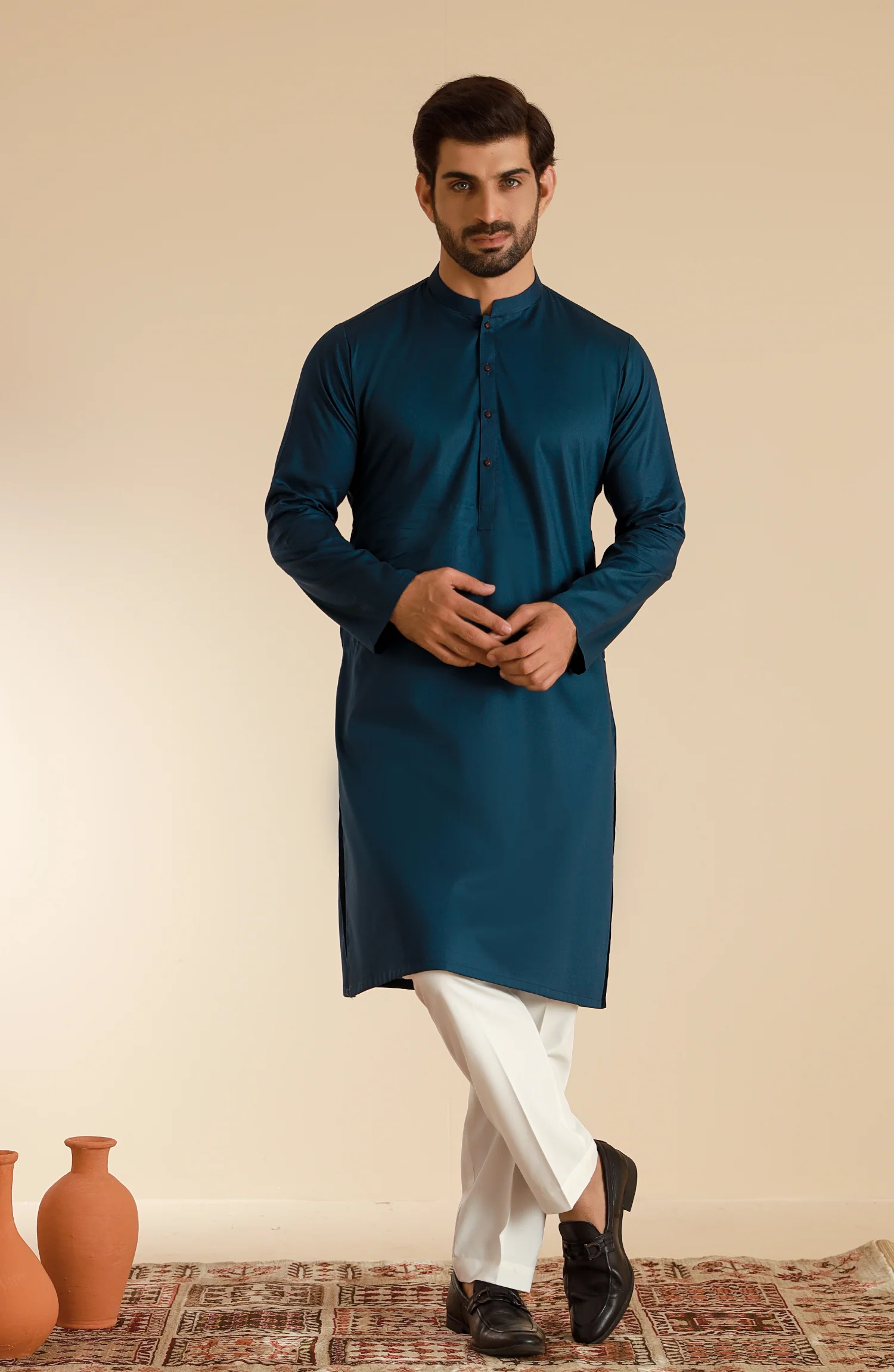 MEN KURTA NAVY BLUE - Image 3