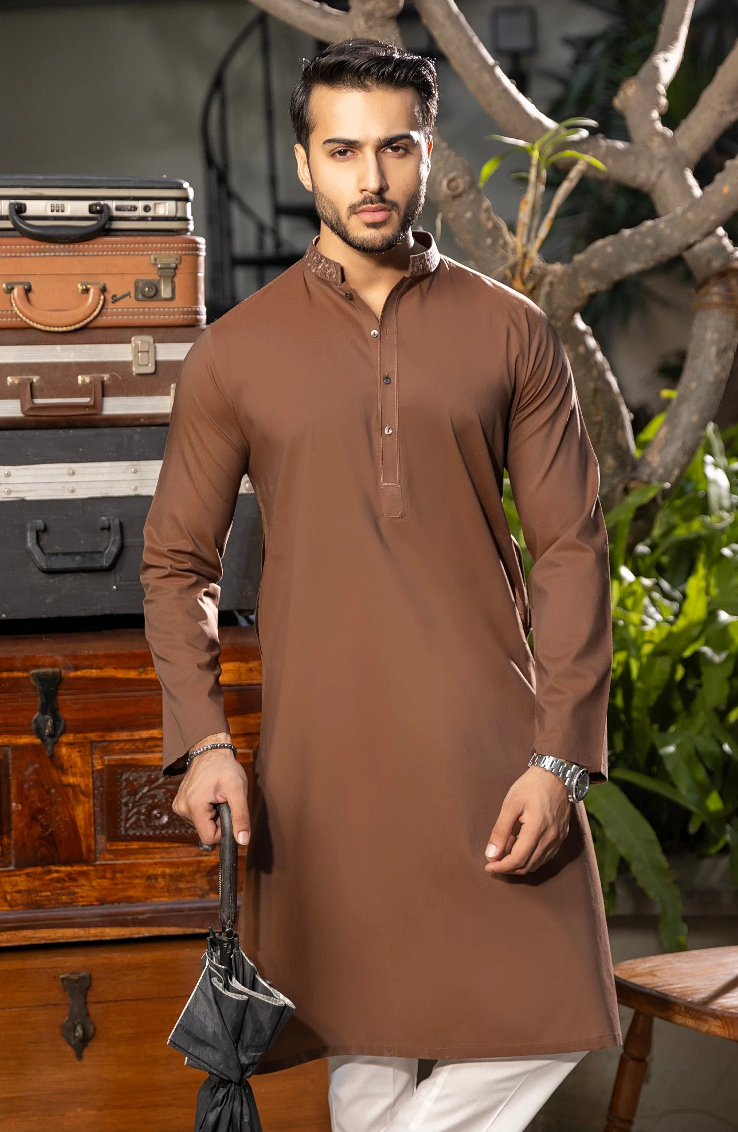MEN KURTA NAVY RUST - Image 2