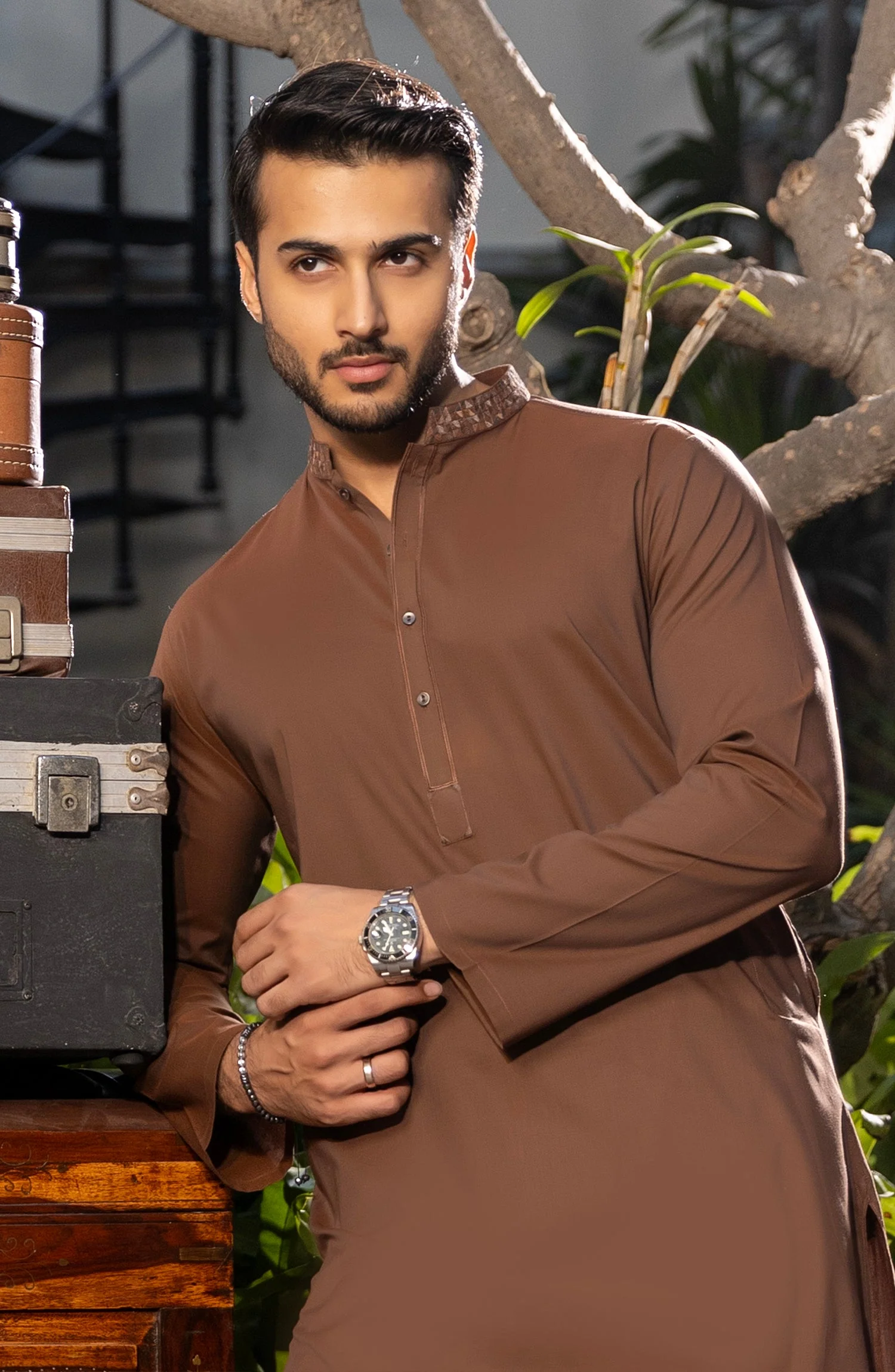 MEN KURTA NAVY RUST - Image 3