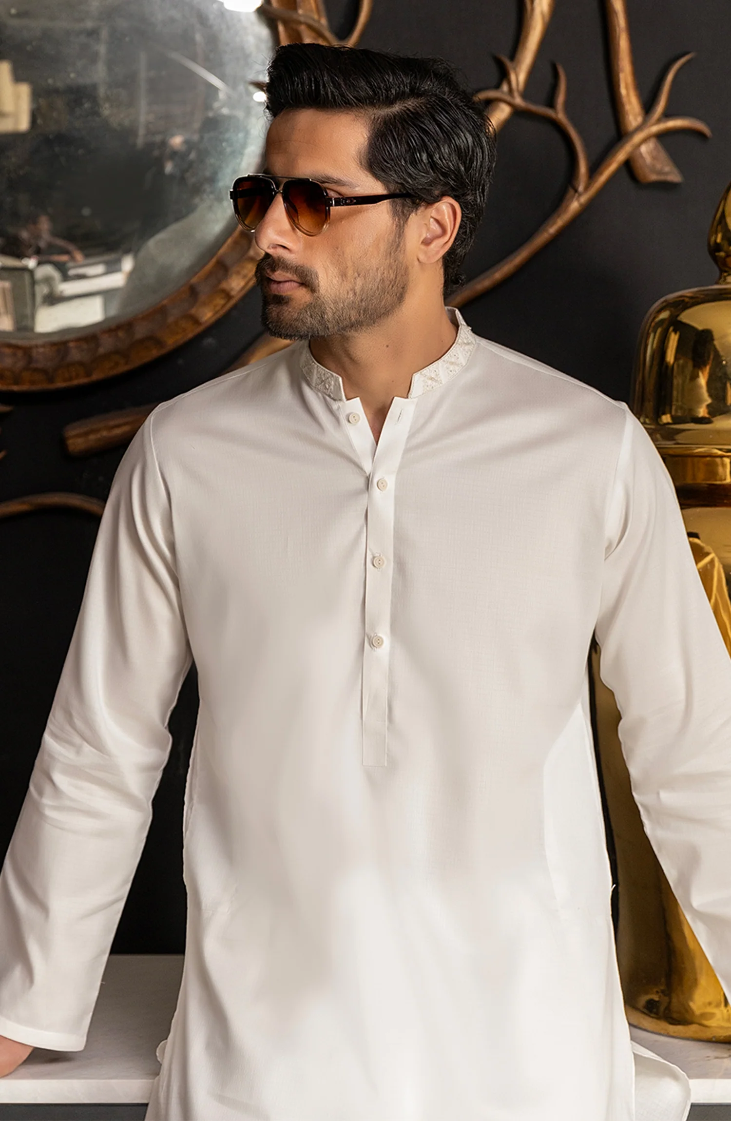 MEN KURTA OFF WHITE - Image 3