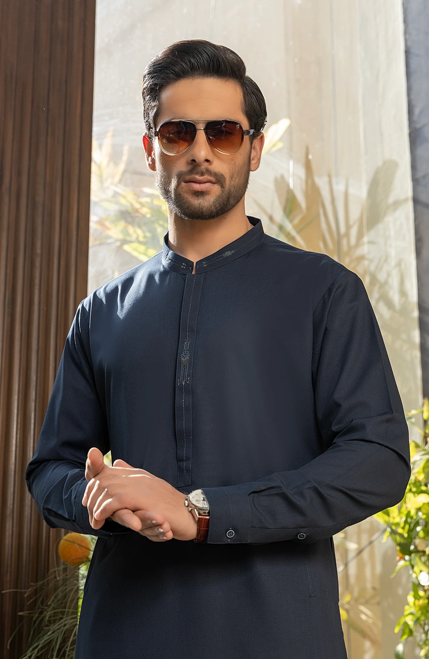 MEN KURTA PAJAMA NAVY BLUE - Image 2