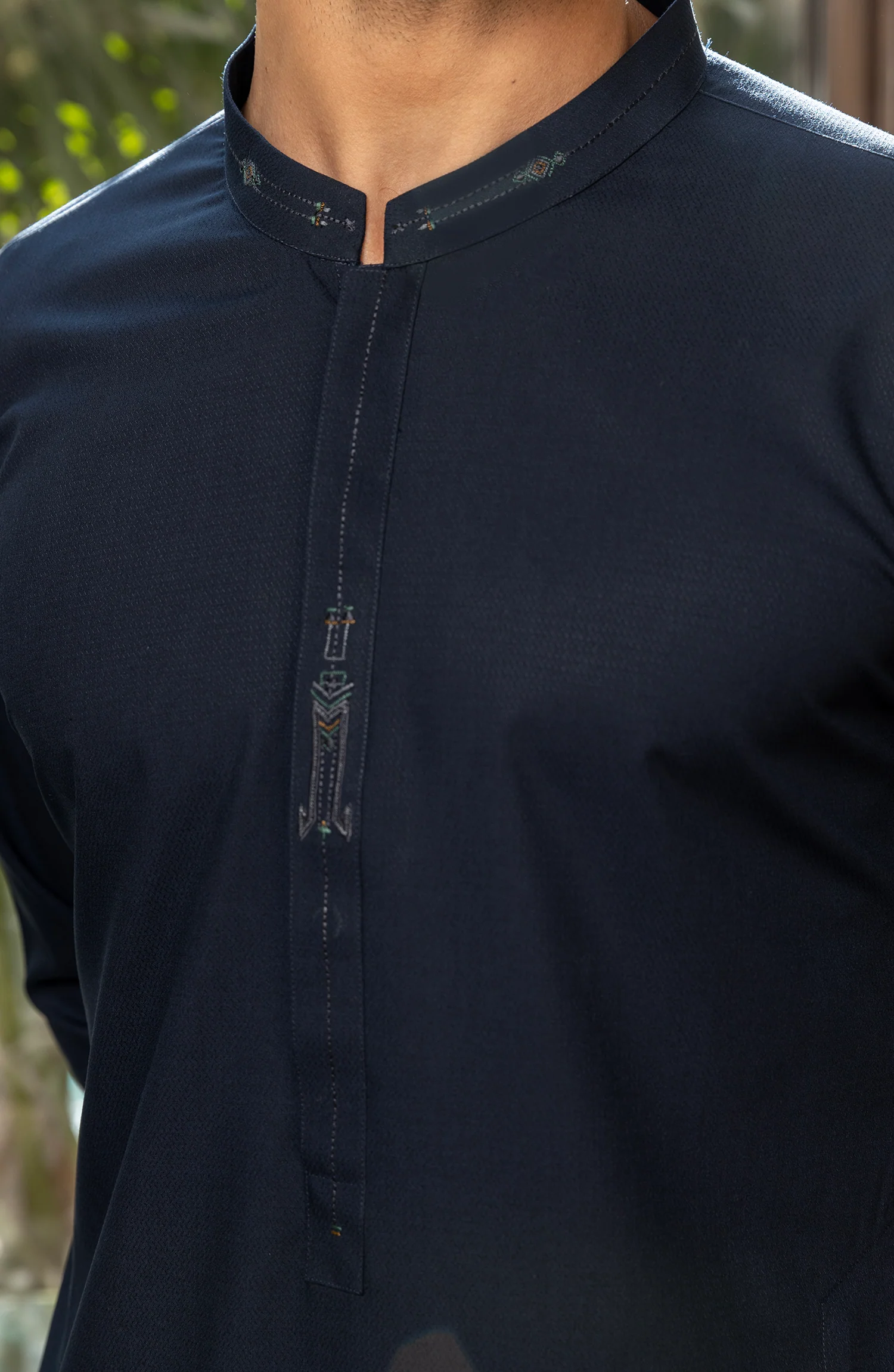MEN KURTA PAJAMA NAVY BLUE - Image 3