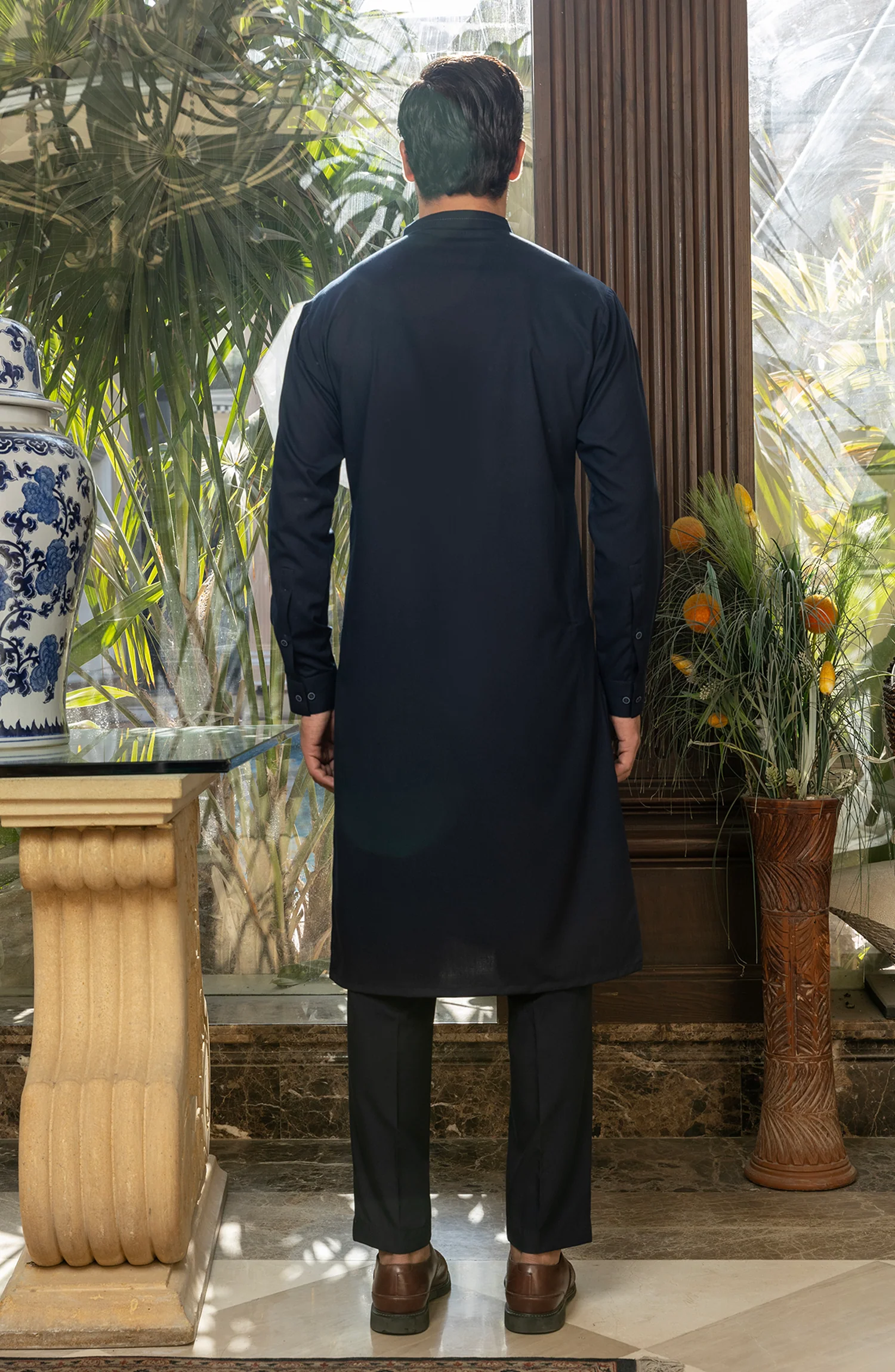 MEN KURTA PAJAMA NAVY BLUE - Image 4