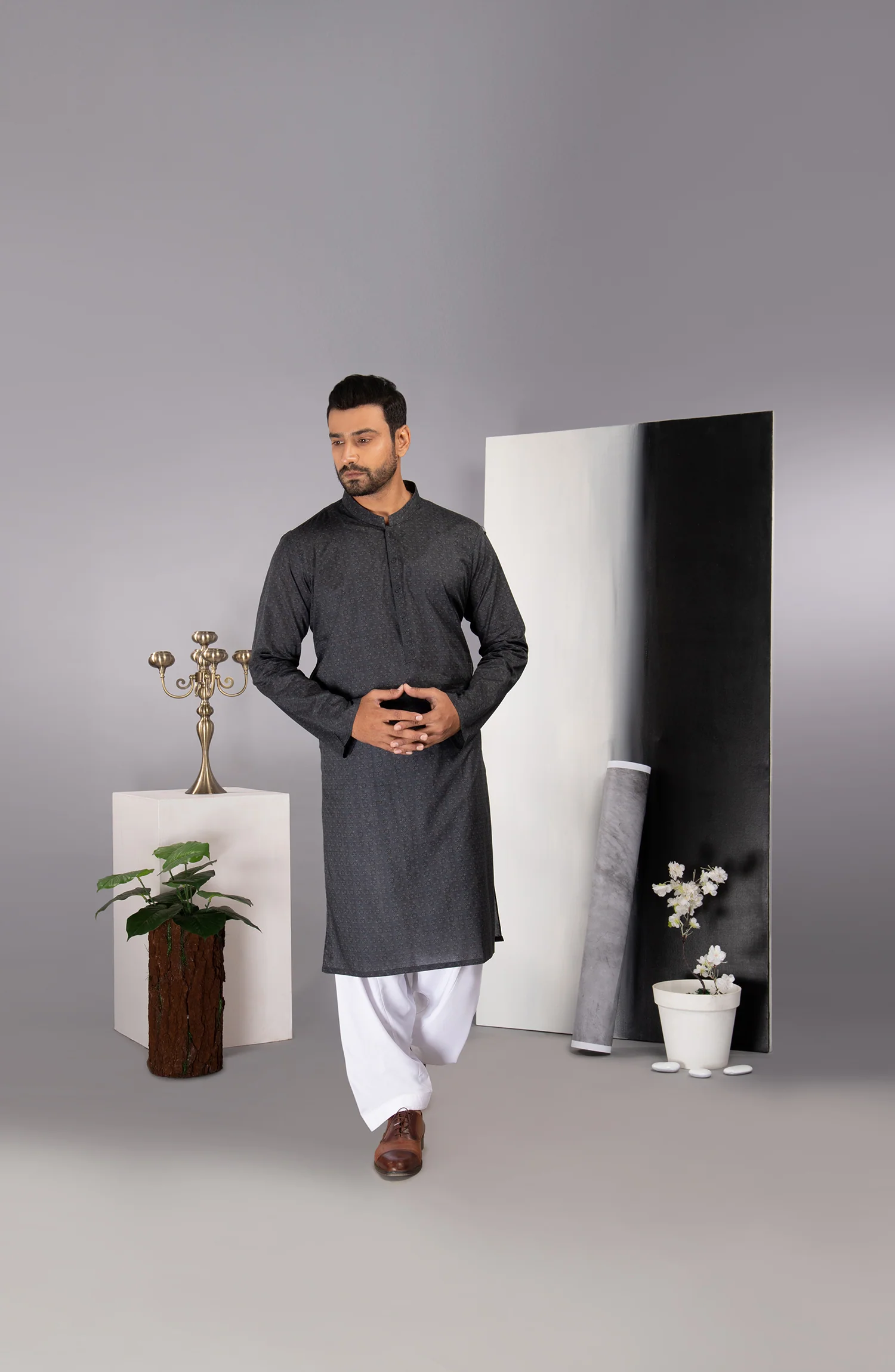 MEN KURTA PLAIN BLUE - Image 3