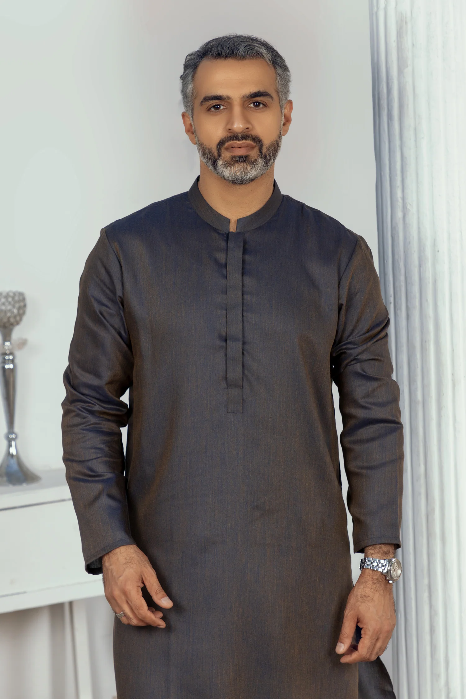 MEN KURTA PLAIN DARK BLUE - Image 2