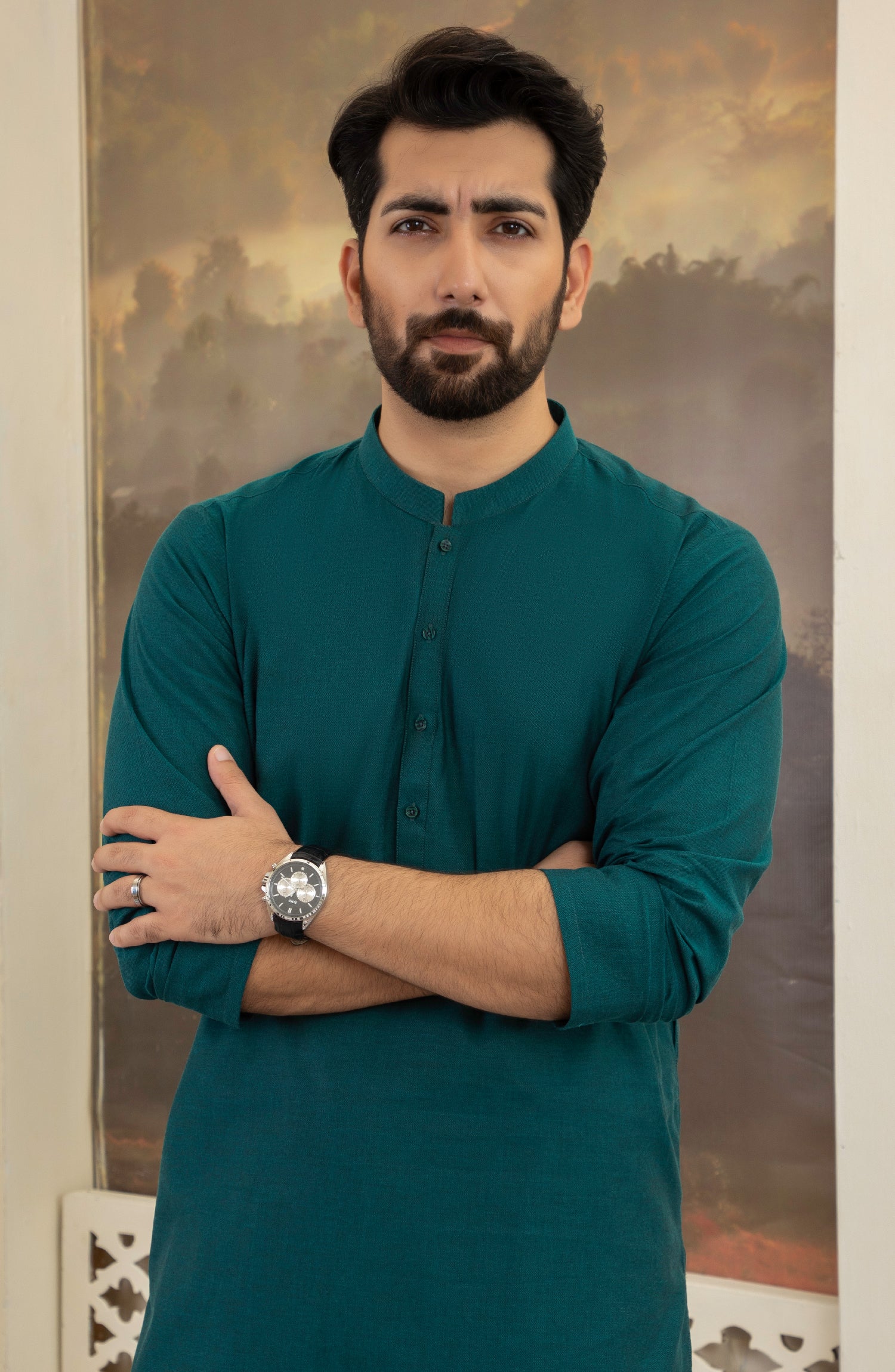 MEN KURTA PLAIN GREEN - Image 2