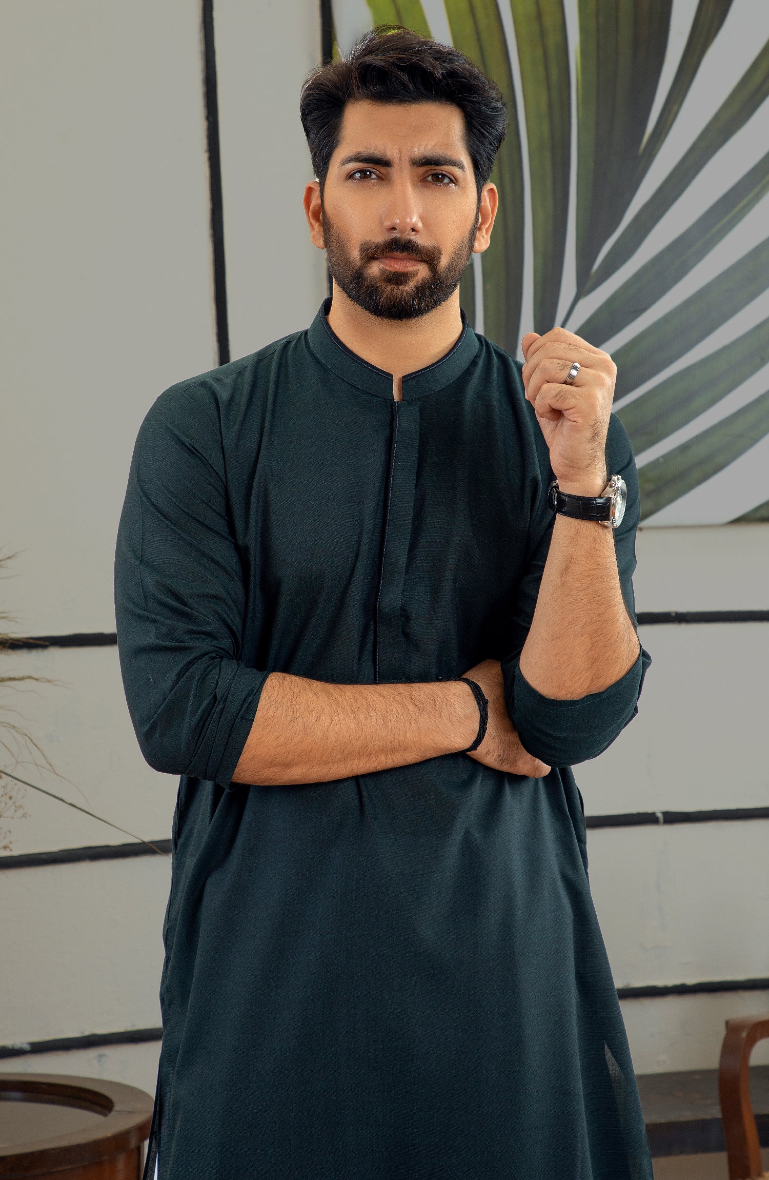 MEN KURTA PLAIN GREEN - Image 2