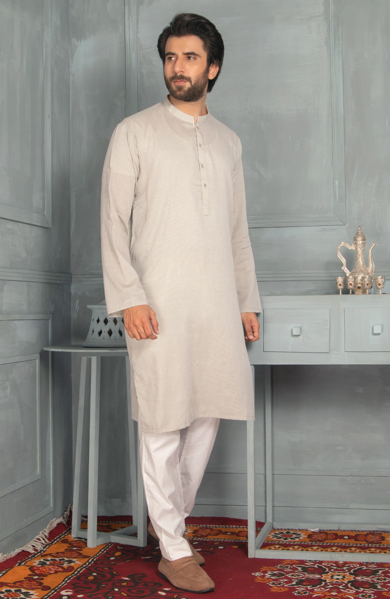 MEN KURTA PLAIN GREY