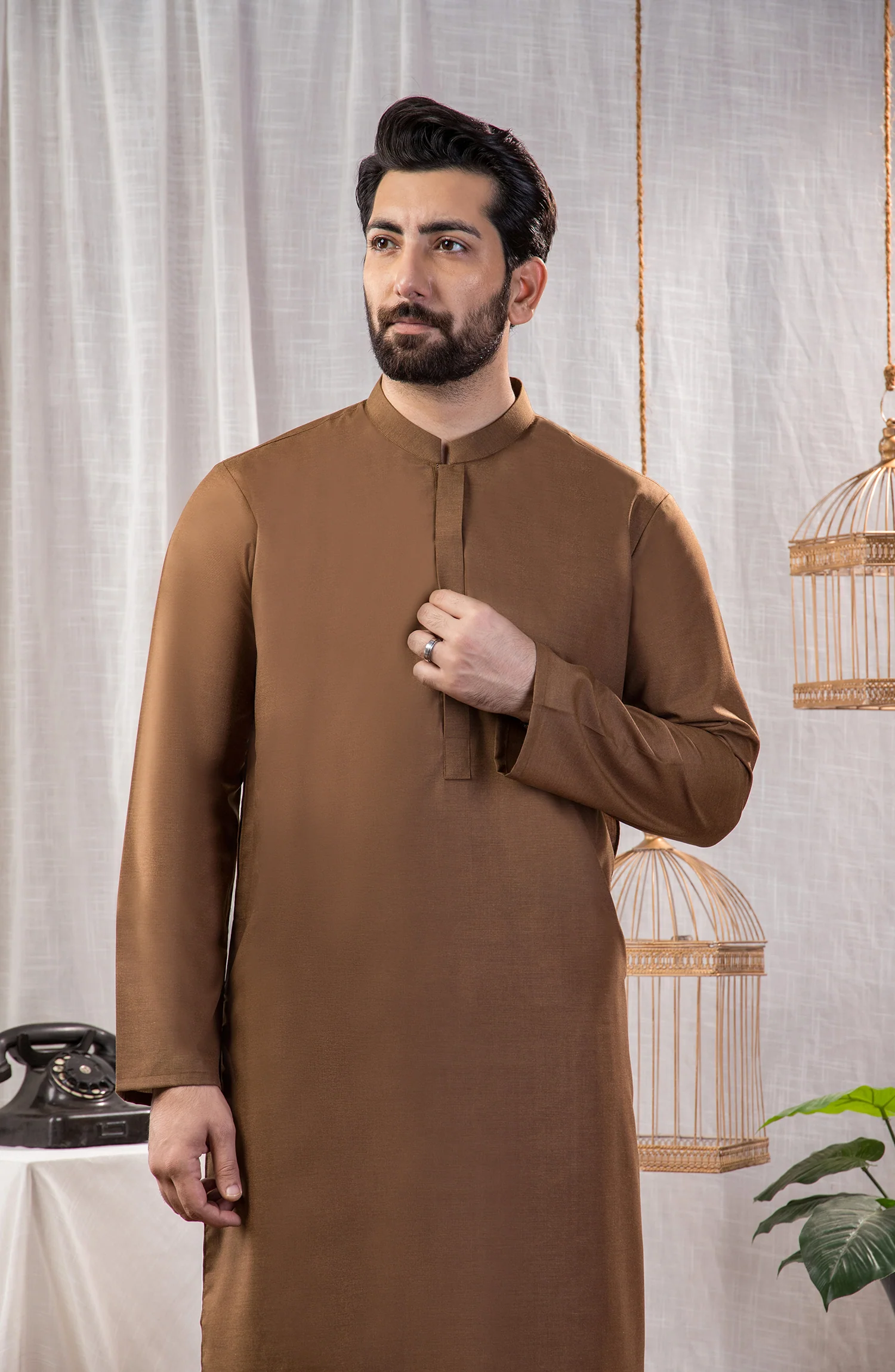MEN KURTA PLAIN MUSTARD - Image 2