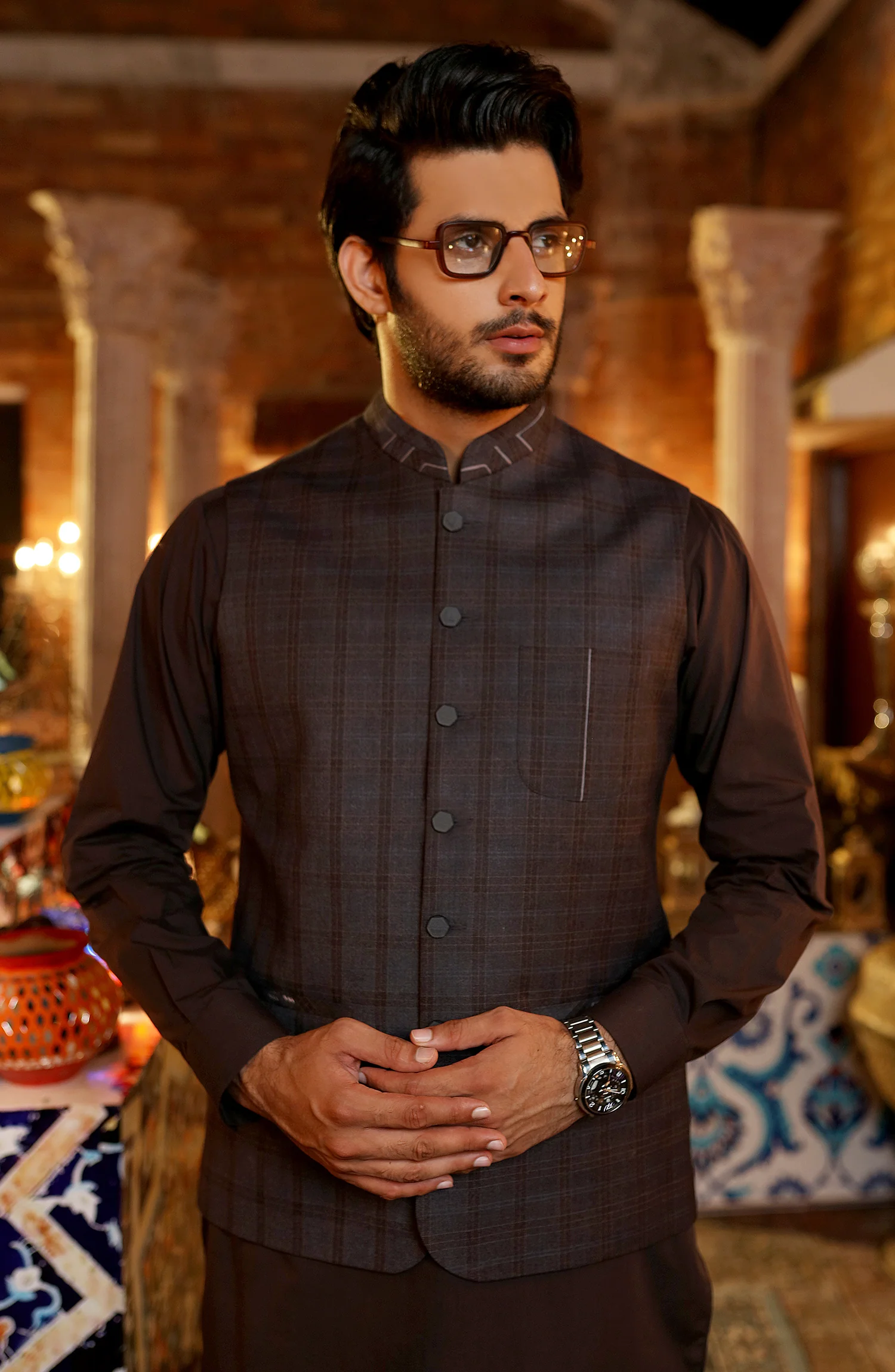 MEN SEMI FORMAL WAISTCOAT CHARCOAL - Image 2