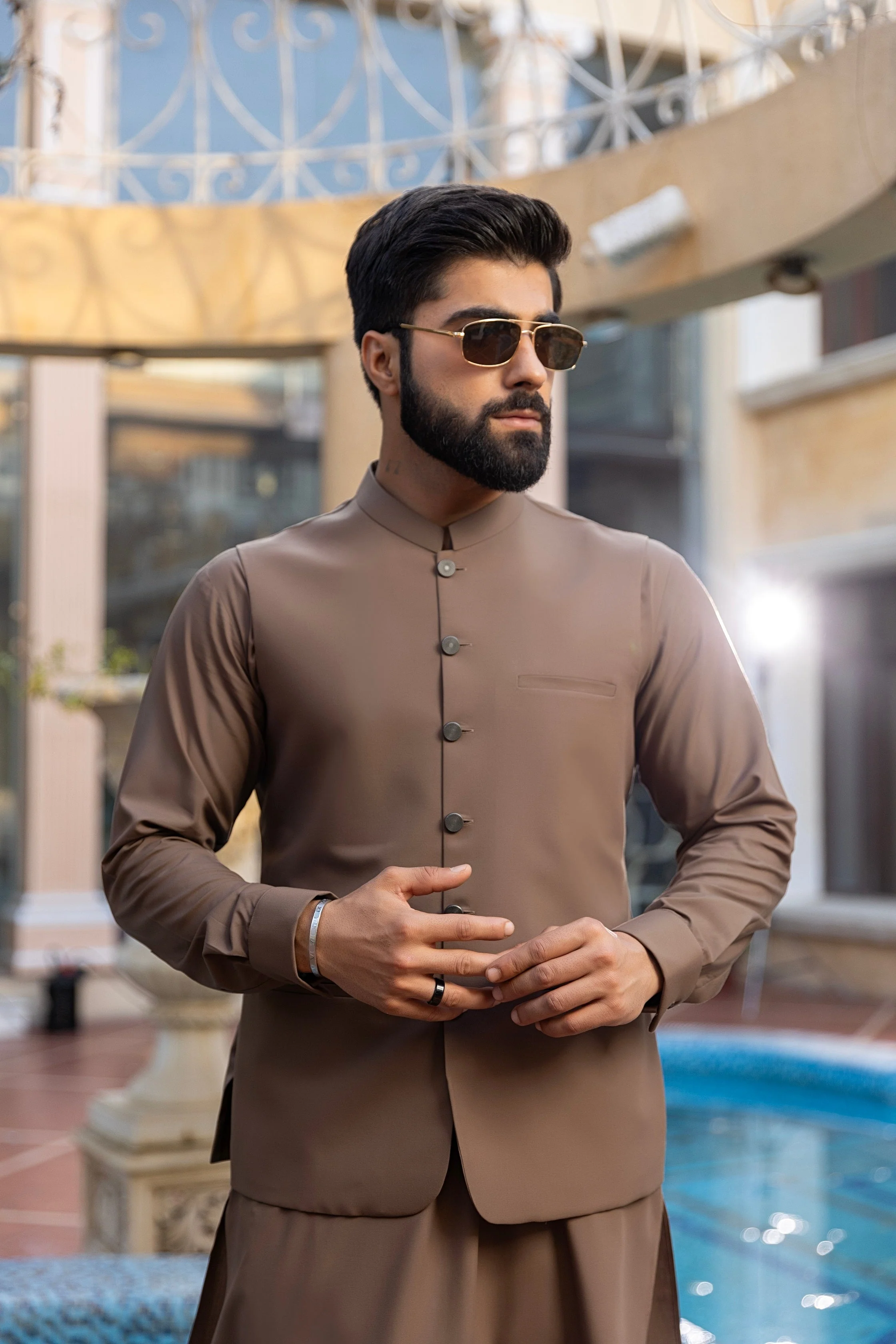 MEN WAISTCOAT FORMAL LIGHT BROWN - Image 4
