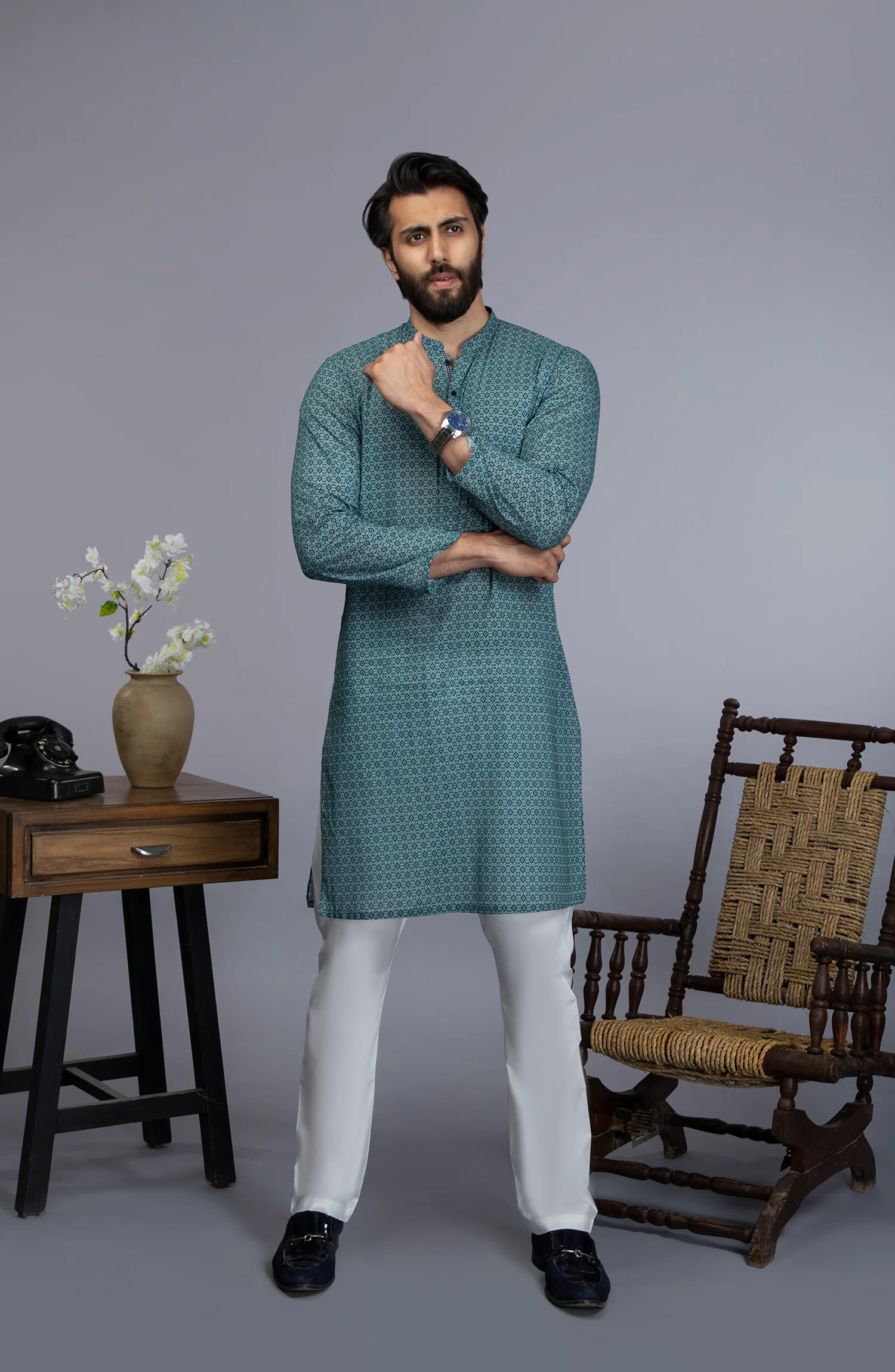 MEN KURTA CASUAL GREEN