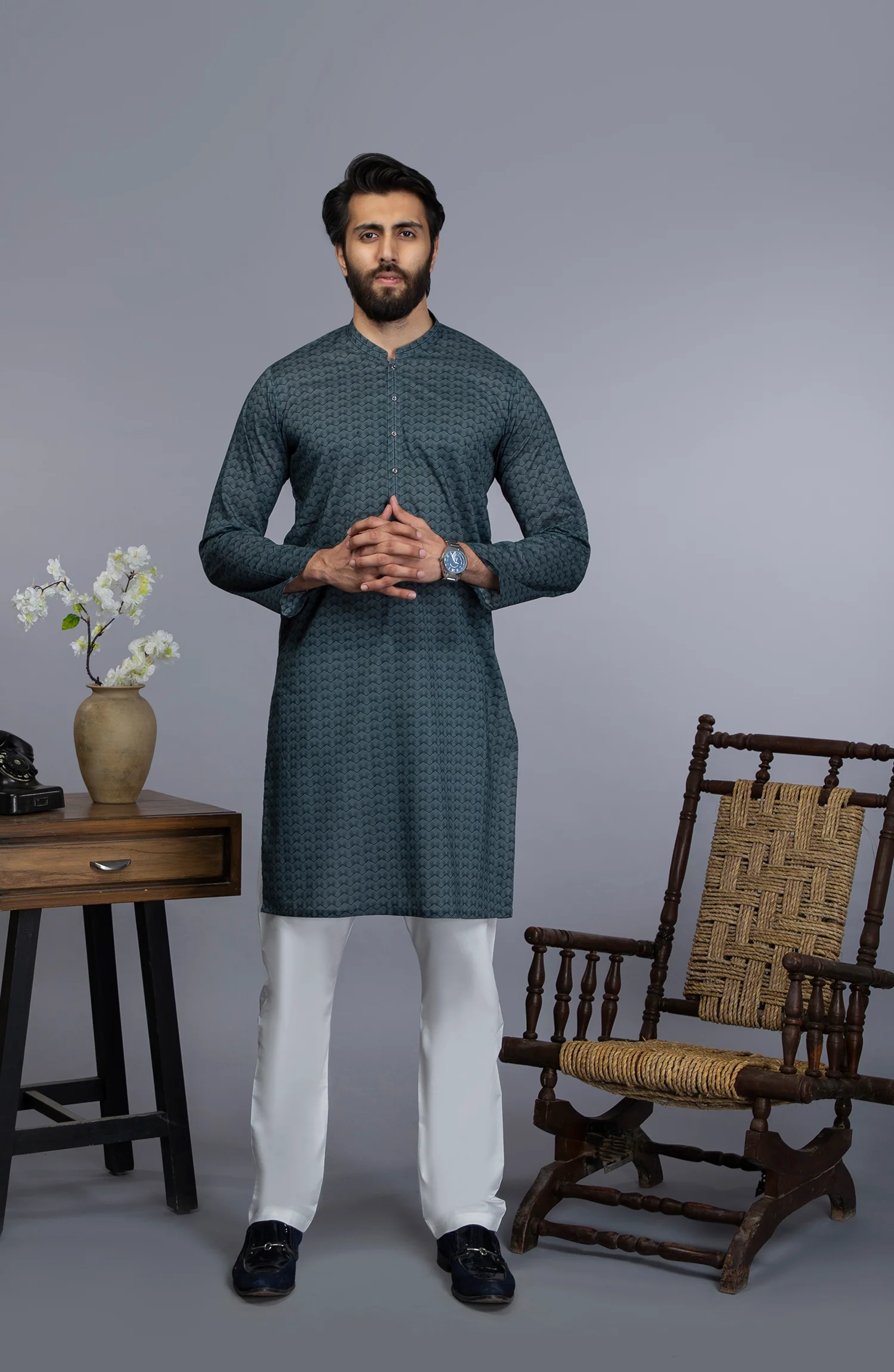 MEN KURTA CASUAL GREY